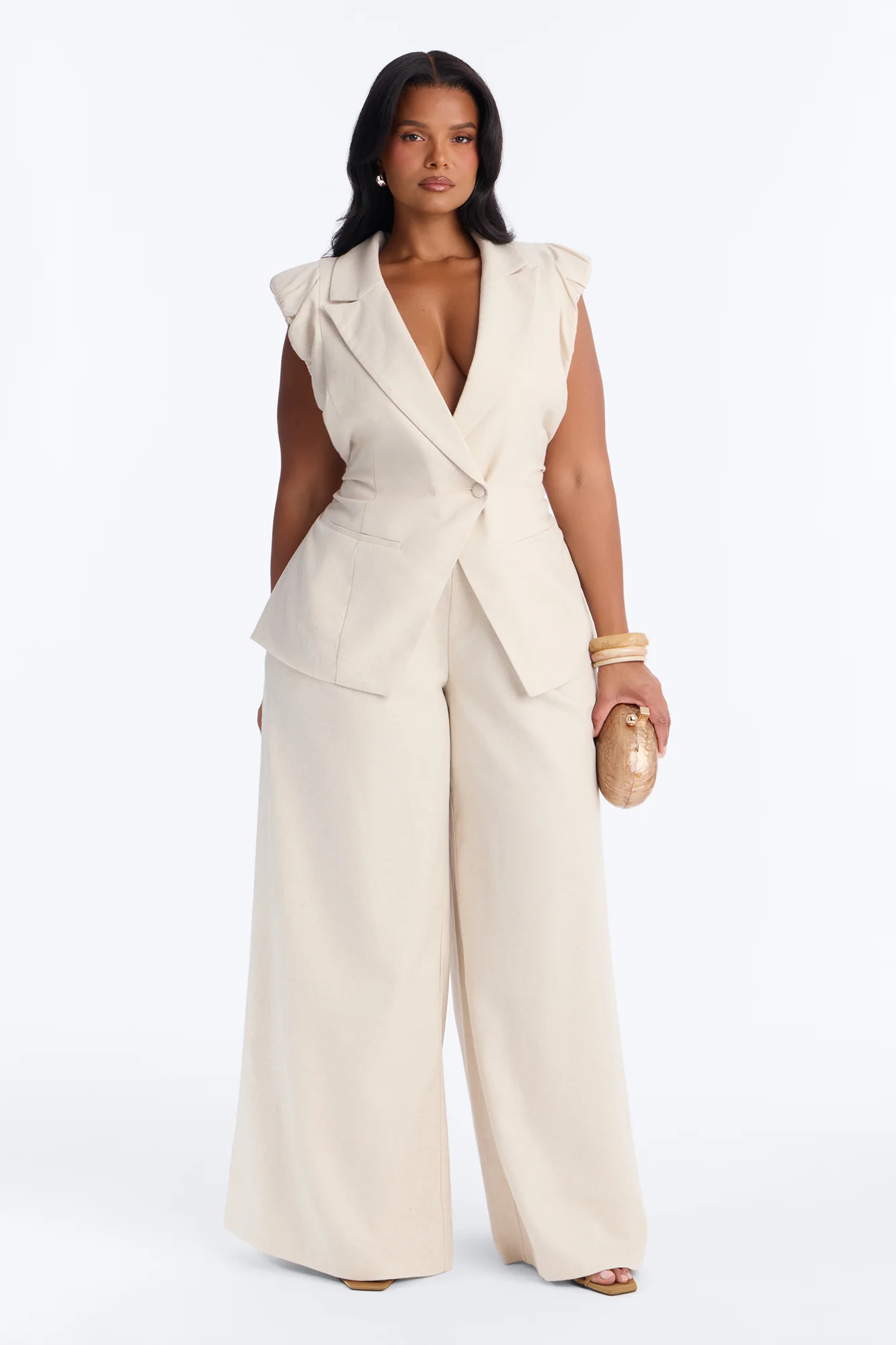 Nhulla Wide Leg Linen Trouser Pant - Natural - Image 5