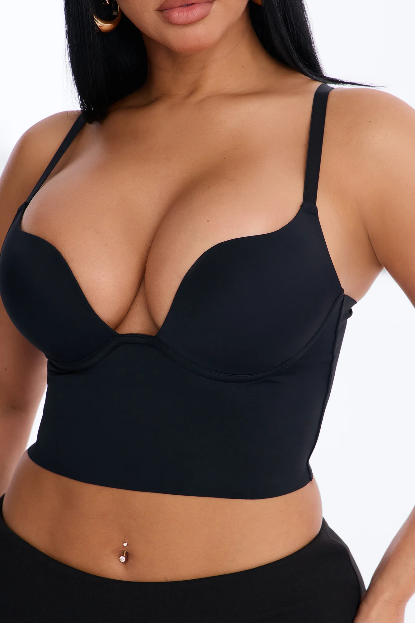 Nia Sweetheart Neck Padded Bralette Crop Top - Black - Image 3