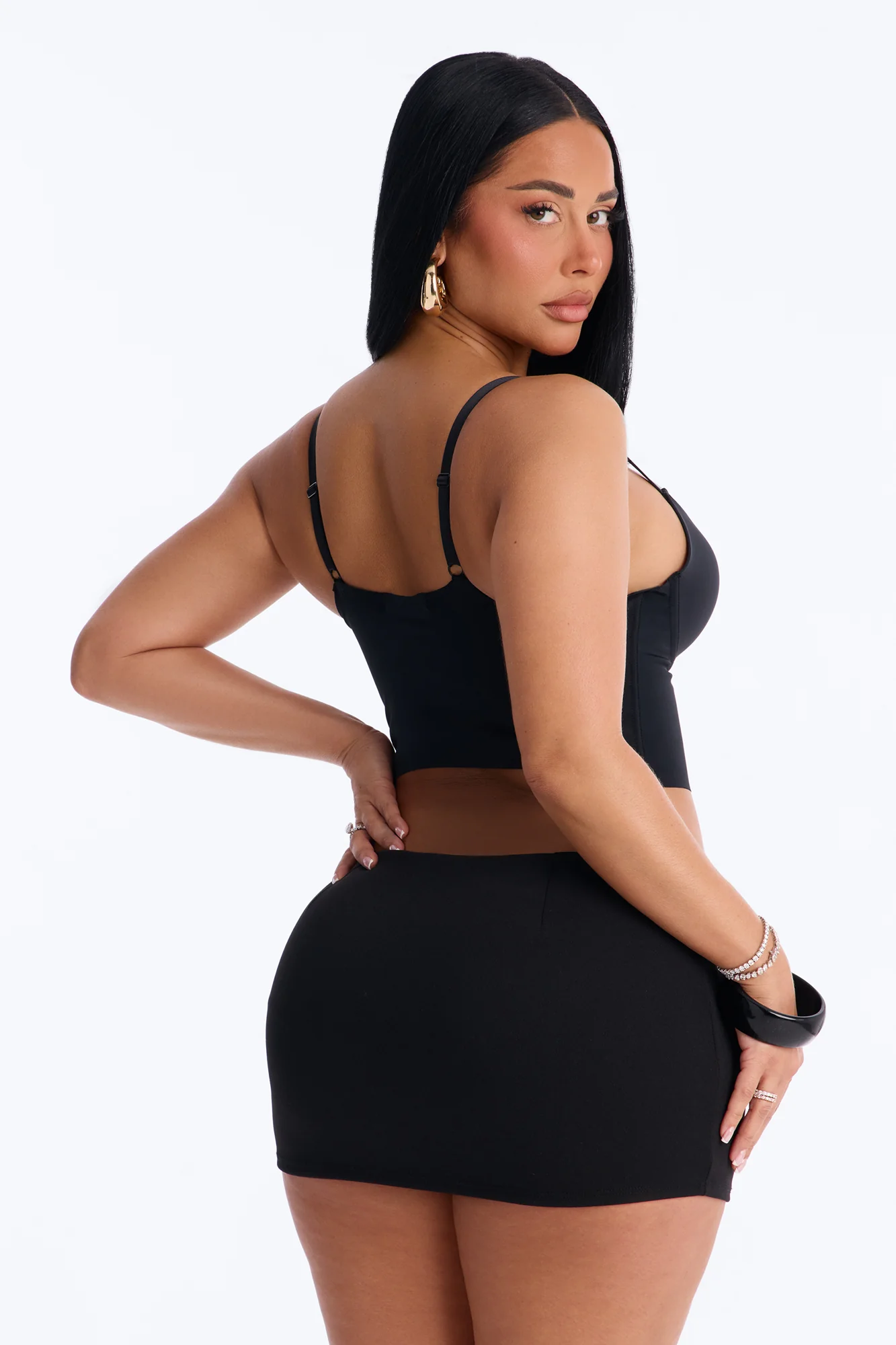 Nia Sweetheart Neck Padded Bralette Crop Top - Black - Image 4