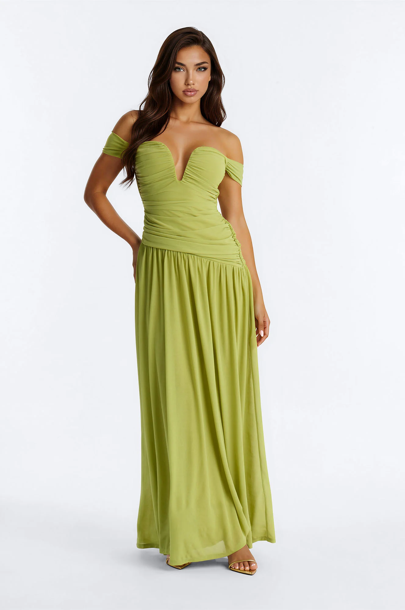 Nice Touch Ruched Gown - Green