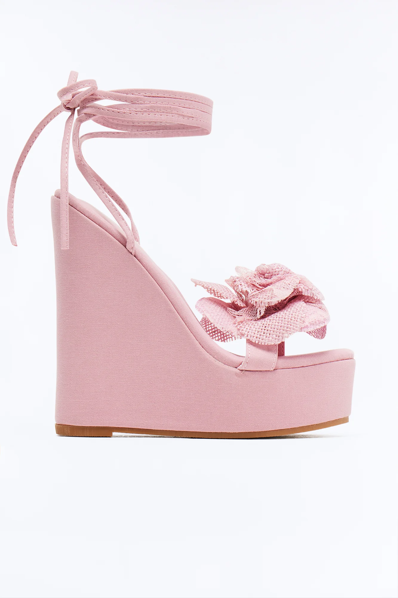 Nicola Floral Platform Wedges - Pink - Image 3