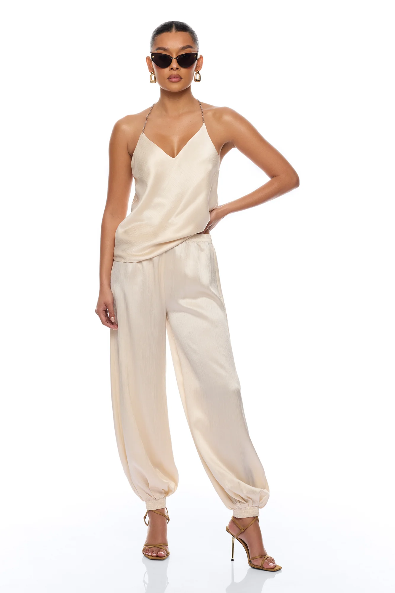 Nicolette Satin Balloon Pant - Champagne