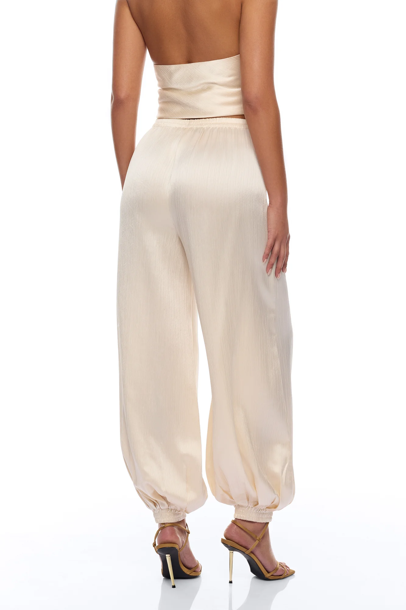 Nicolette Satin Balloon Pant - Champagne - Image 3