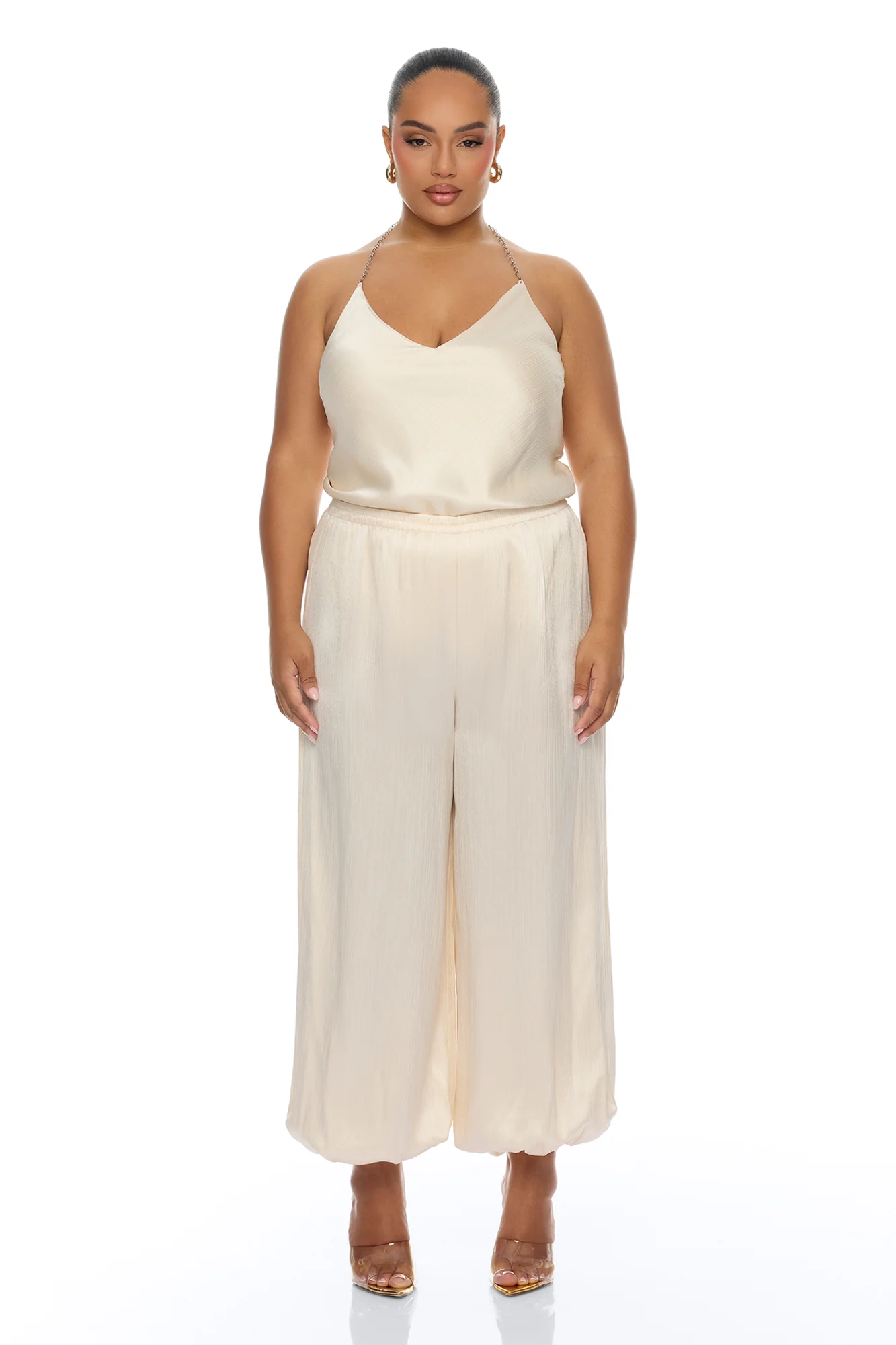 Nicolette Satin Balloon Pant - Champagne - Image 4