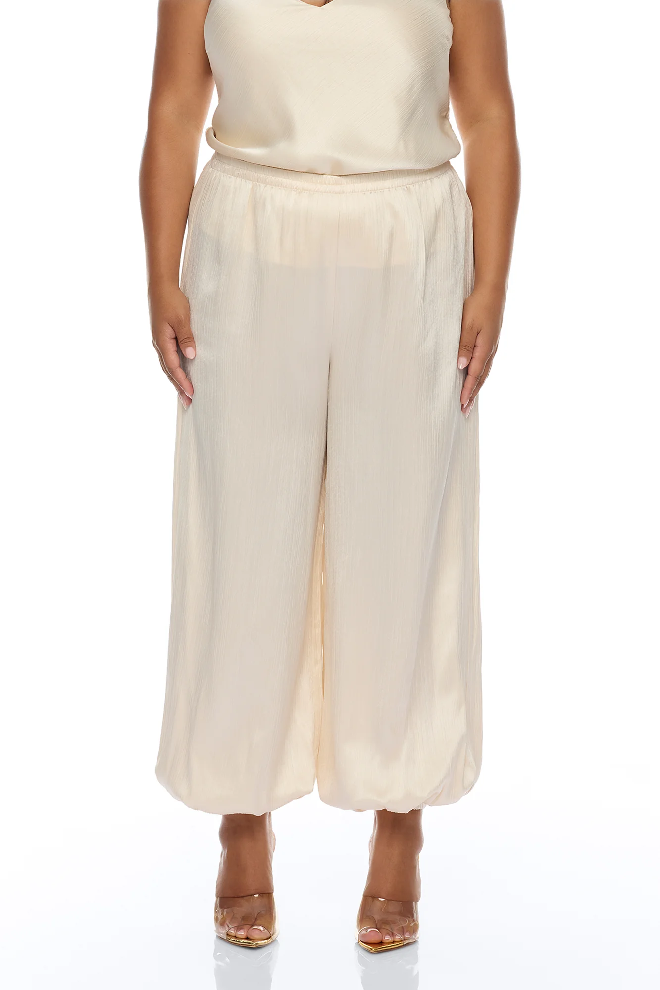 Nicolette Satin Balloon Pant - Champagne - Image 5