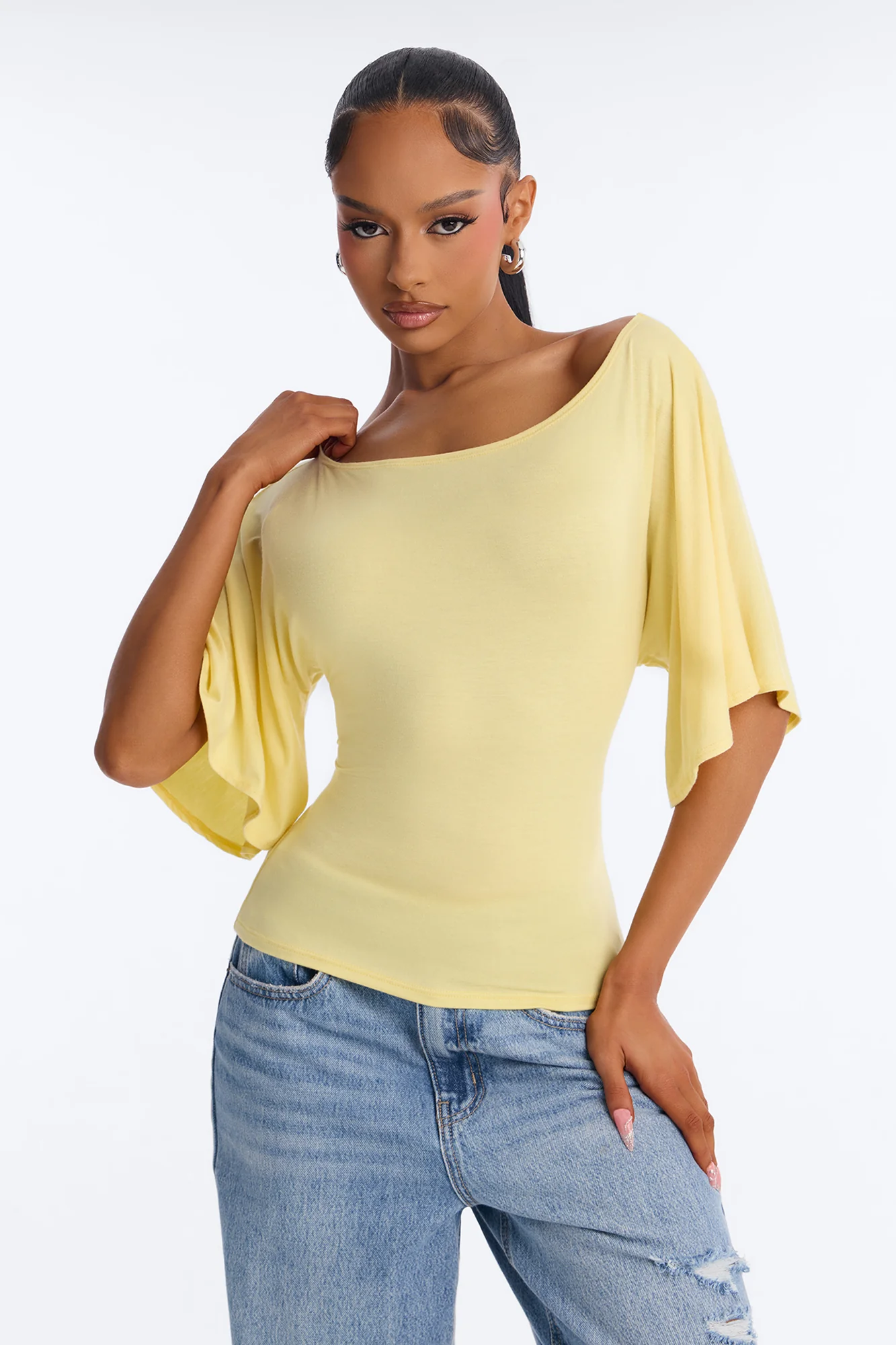 Nicolette Tie Waist Short Sleeve Top - Butter Yellow