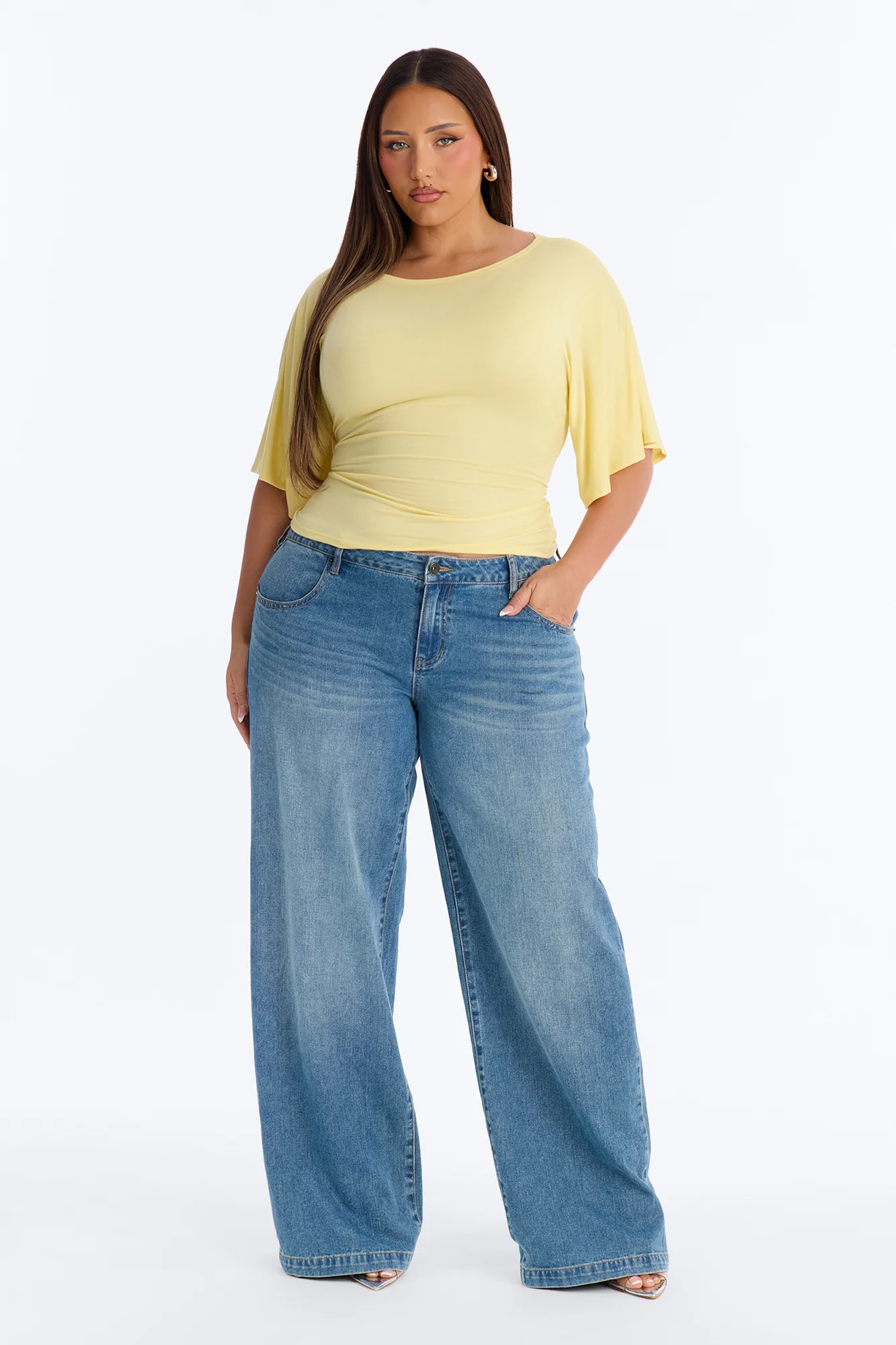 Nicolette Tie Waist Short Sleeve Top - Butter Yellow - Image 6
