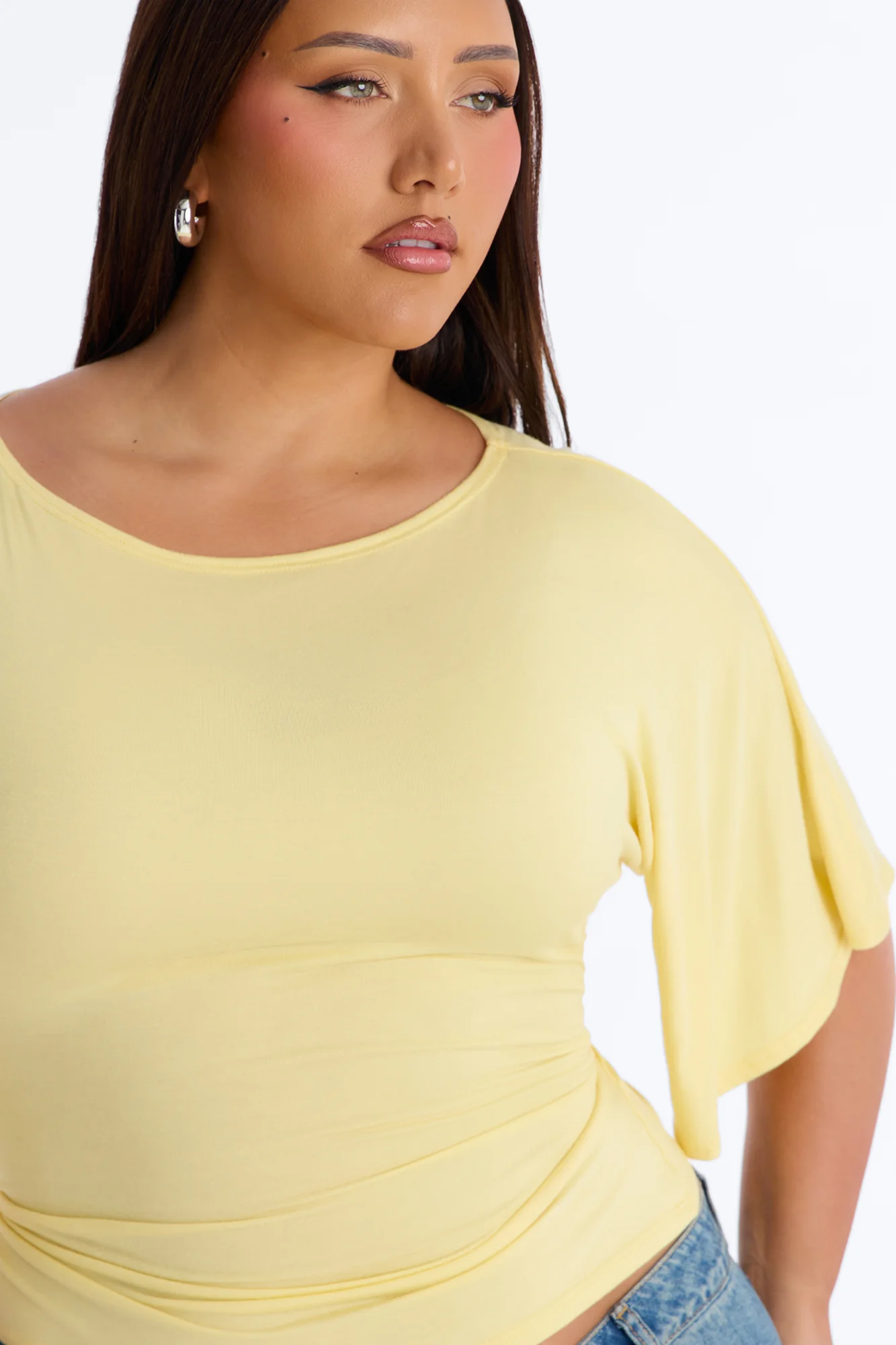 Nicolette Tie Waist Short Sleeve Top - Butter Yellow - Image 7