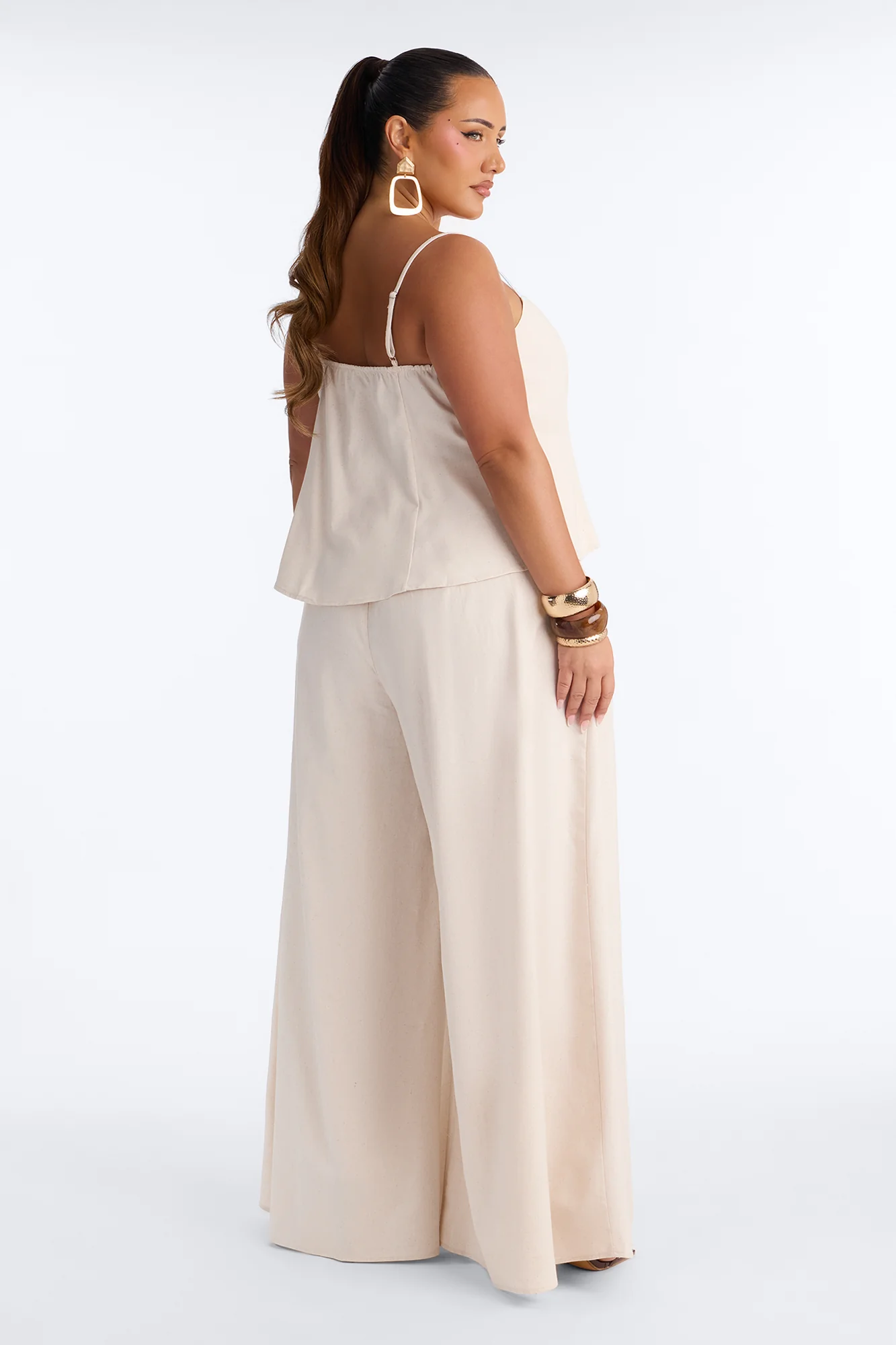 Nikki Tie Front Pleated Pant Set - Oatmeal - Image 7