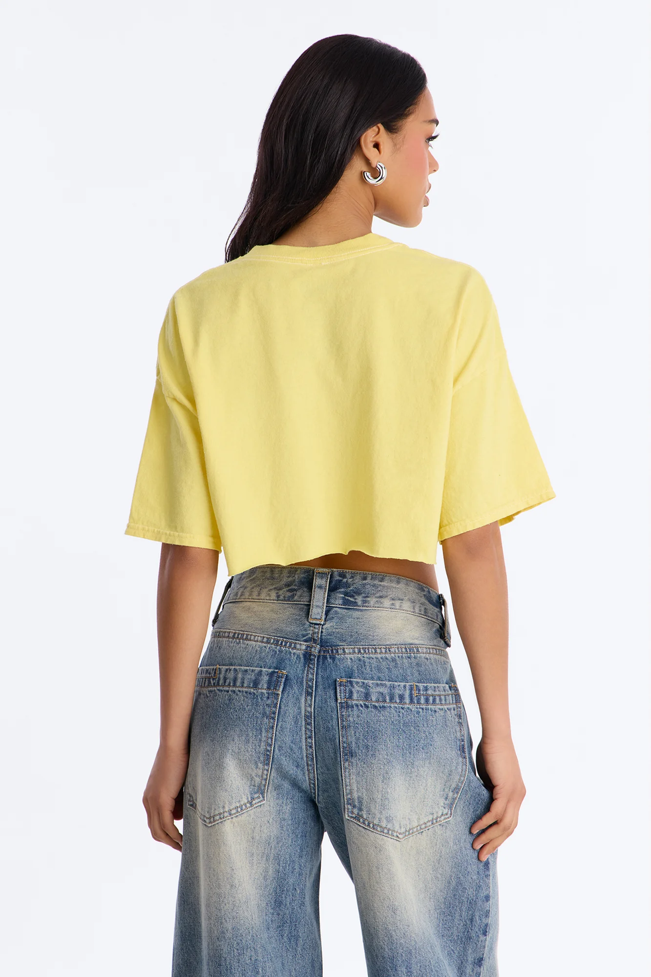Nirvana Smiley Washed Cropped Tee - Yellow - Image 4
