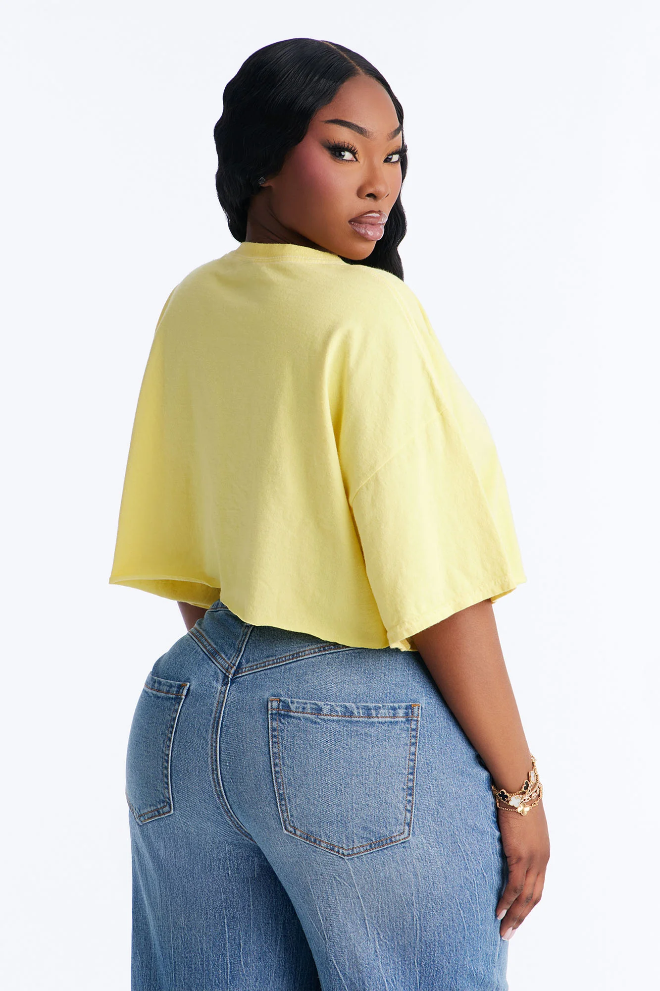Nirvana Smiley Washed Cropped Tee - Yellow - Image 8