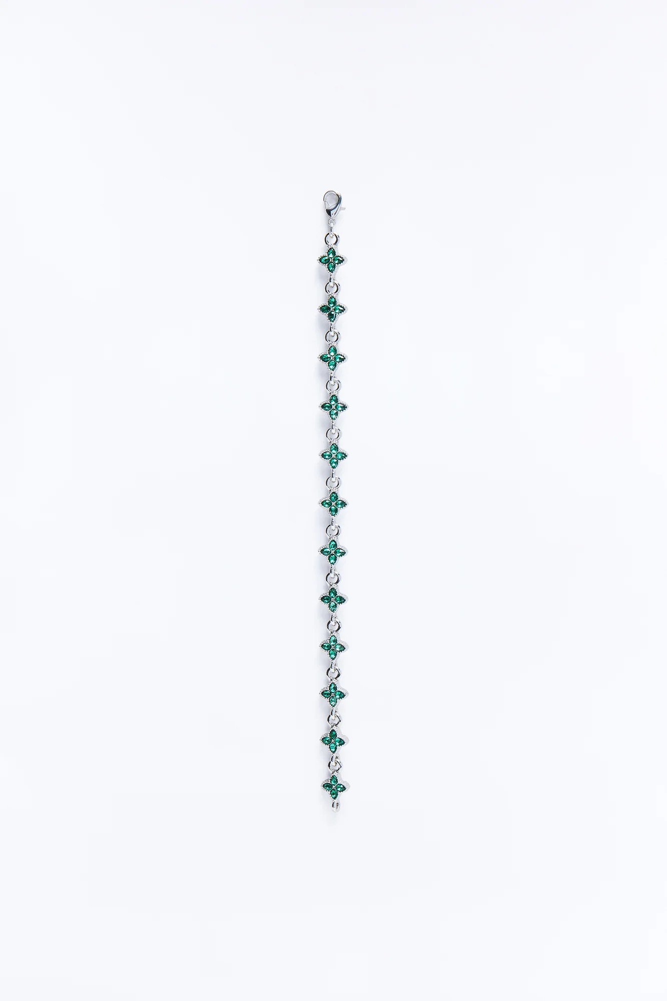 No Bad Luck Iced Clover Chain Bracelet - Silver