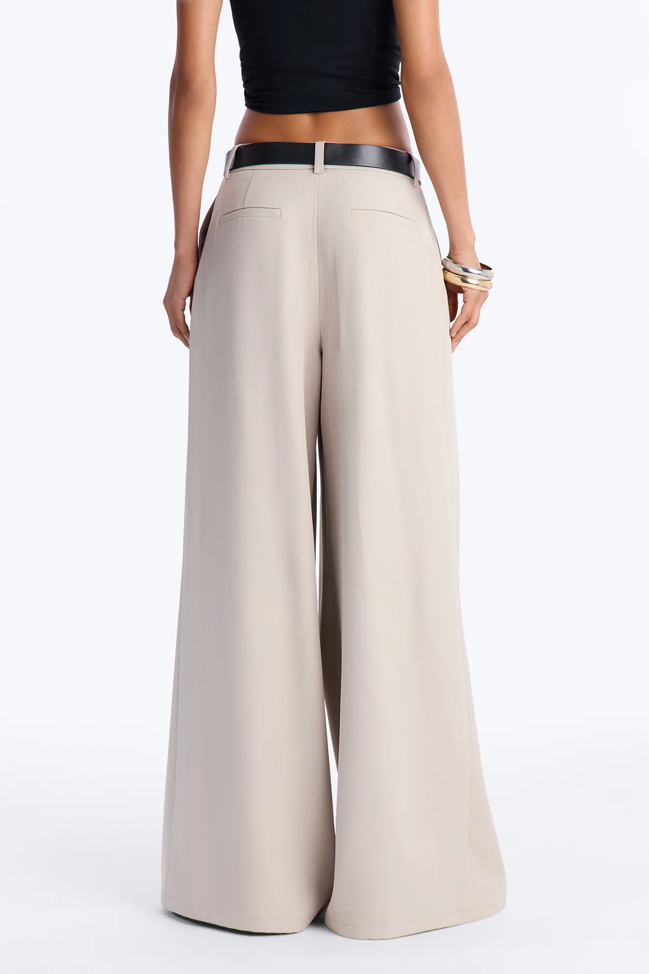 No Brainer Belted Wide Leg Pleated Pant - Stone - Image 4