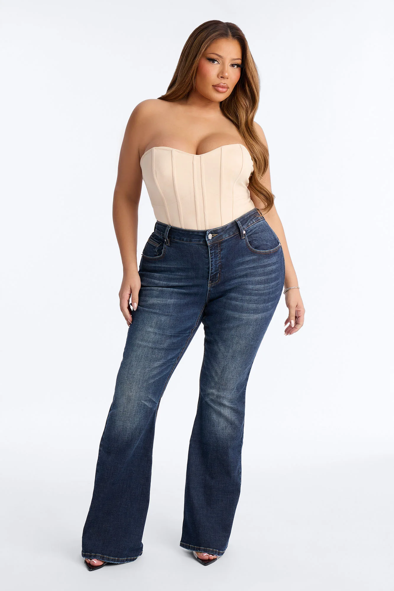 No Cell Phones Stretch Flare Jeans - Dark Wash - Image 4