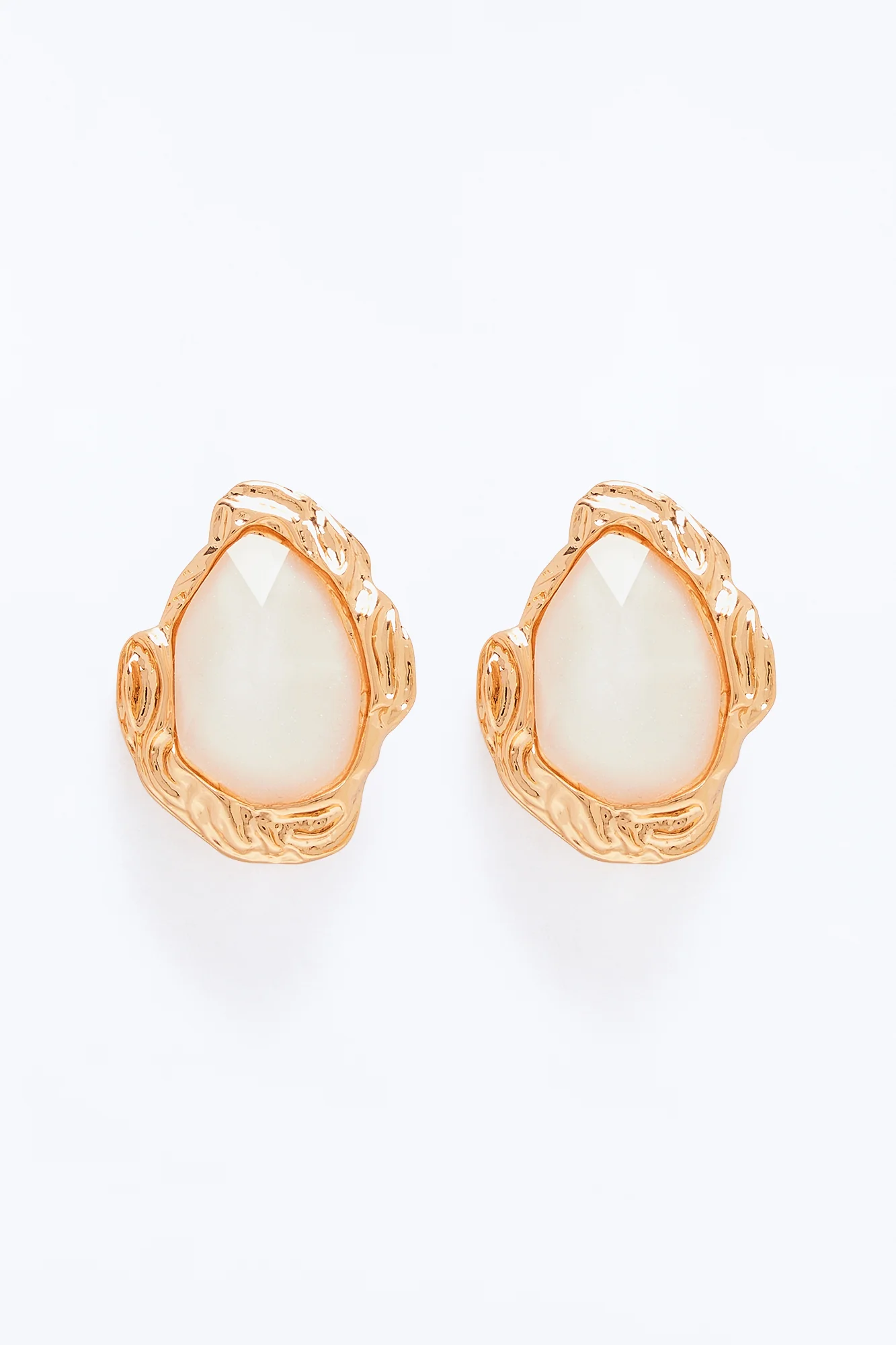 No Cloud Jeweled Stud Earrings - White/Gold