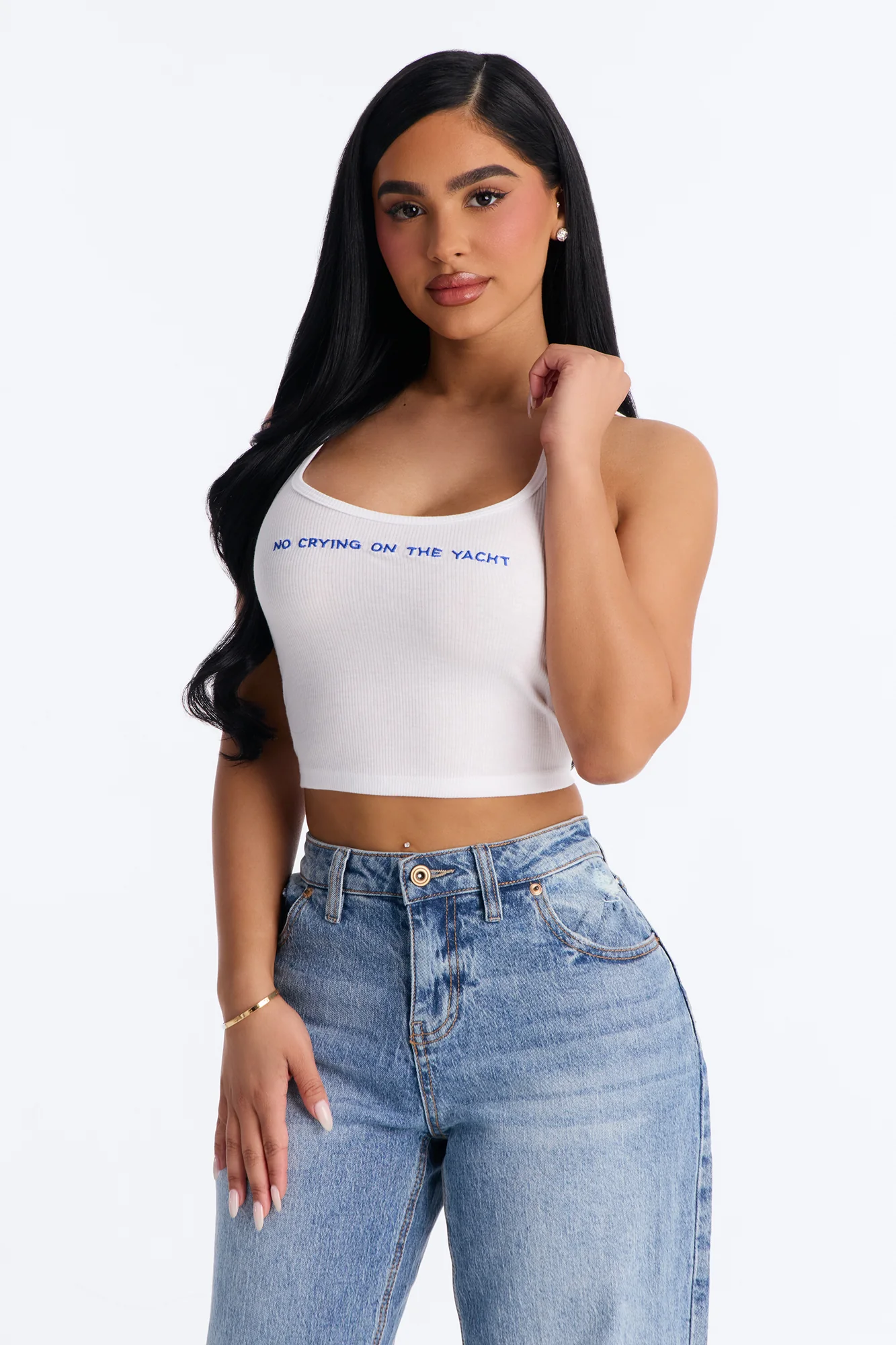 No Crying On The Yacht Tank - White - Image 2