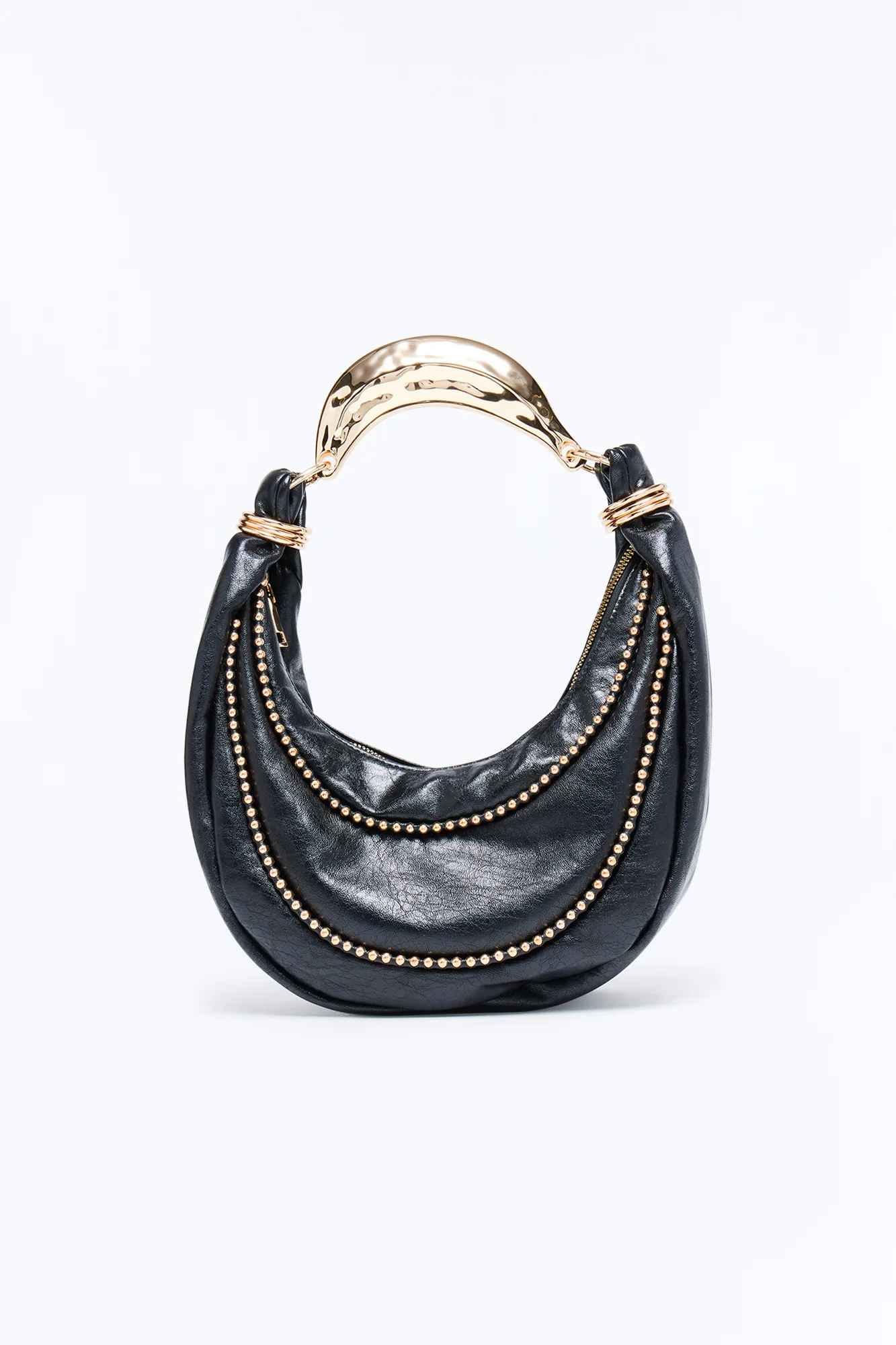 No Curfew Faux Leather Shoulder Bag - Black - Image 3
