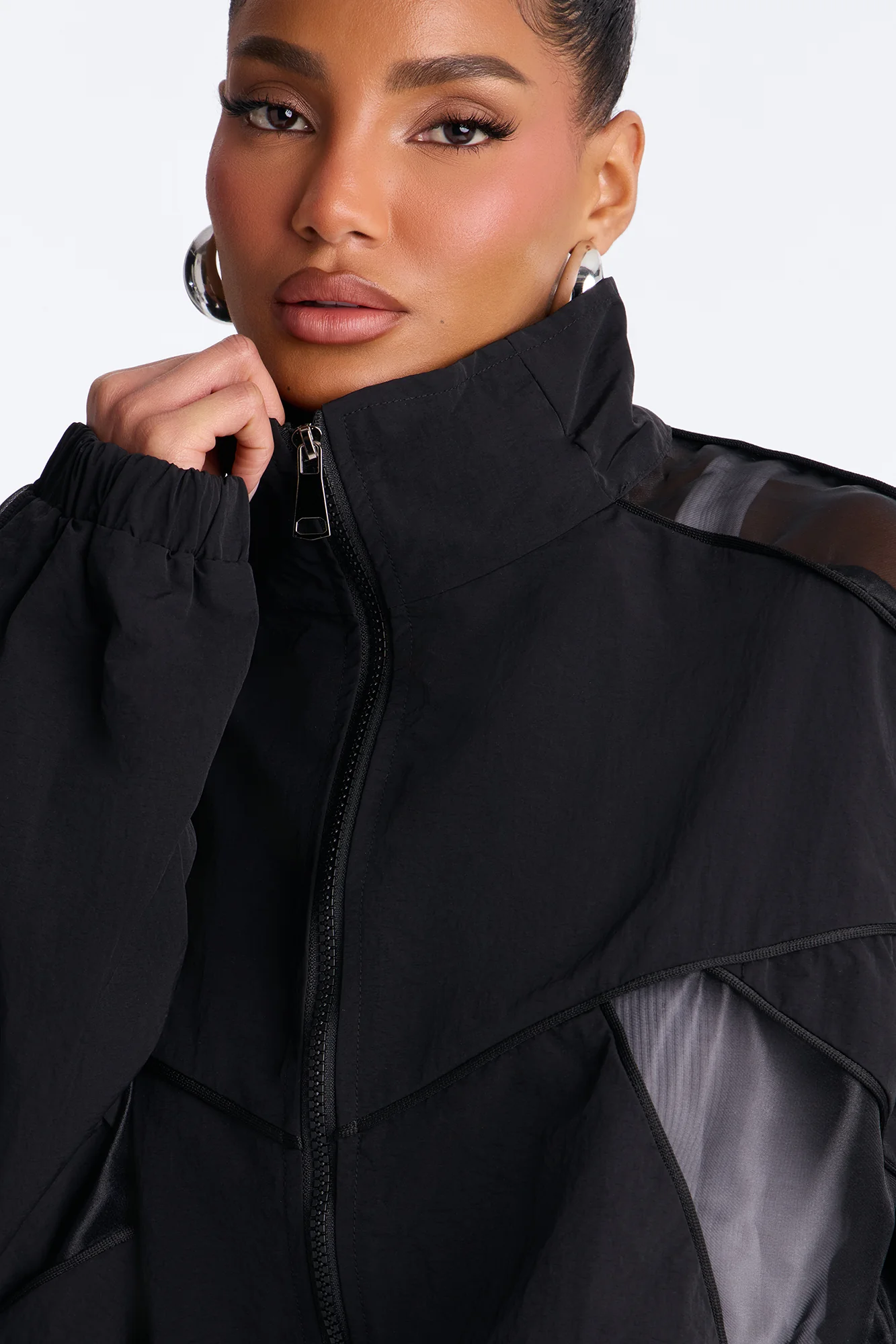 No Days Off Sheer Windbreaker Jacket - Black - Image 3