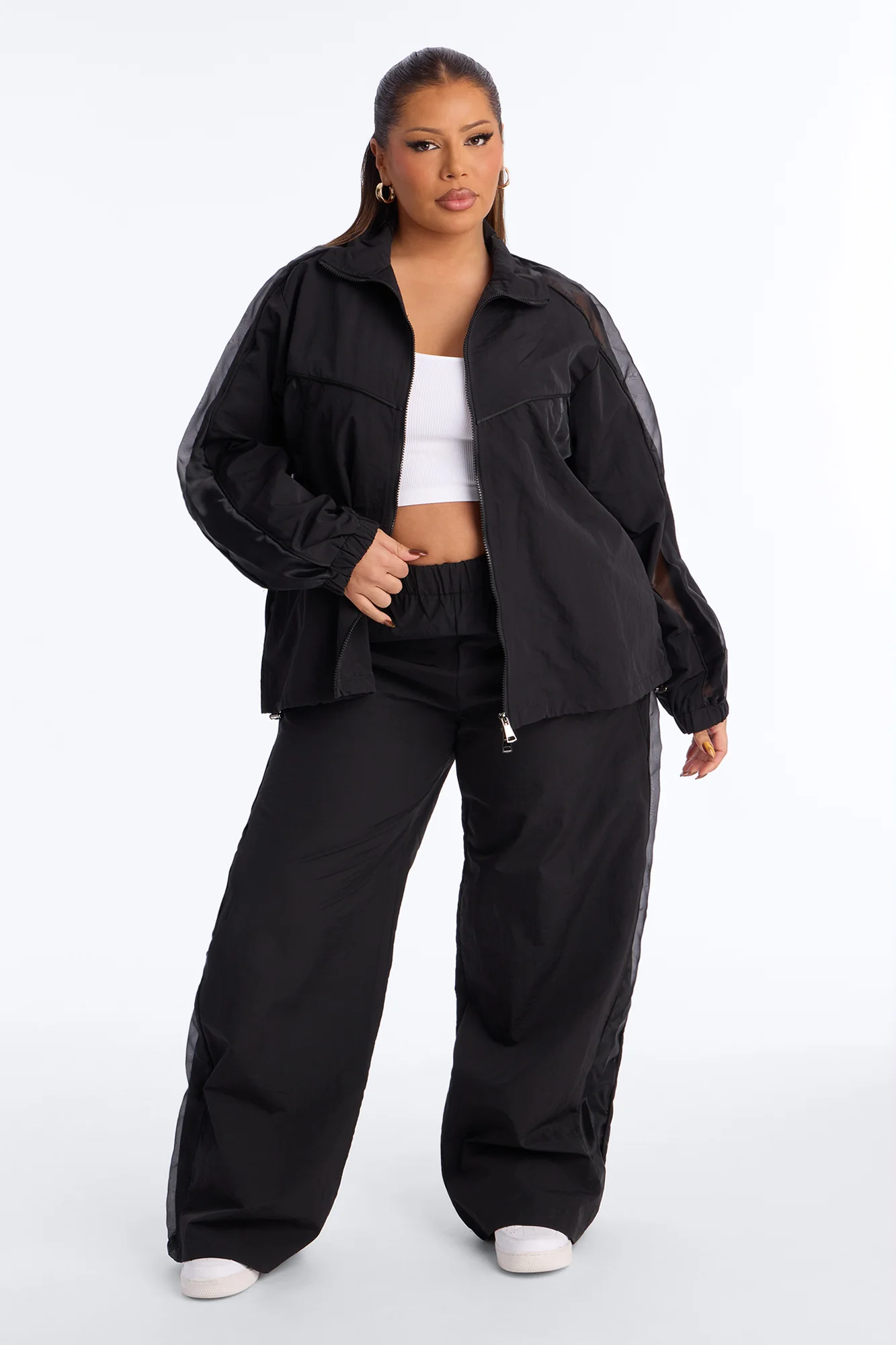 No Days Off Sheer Windbreaker Jacket - Black - Image 6