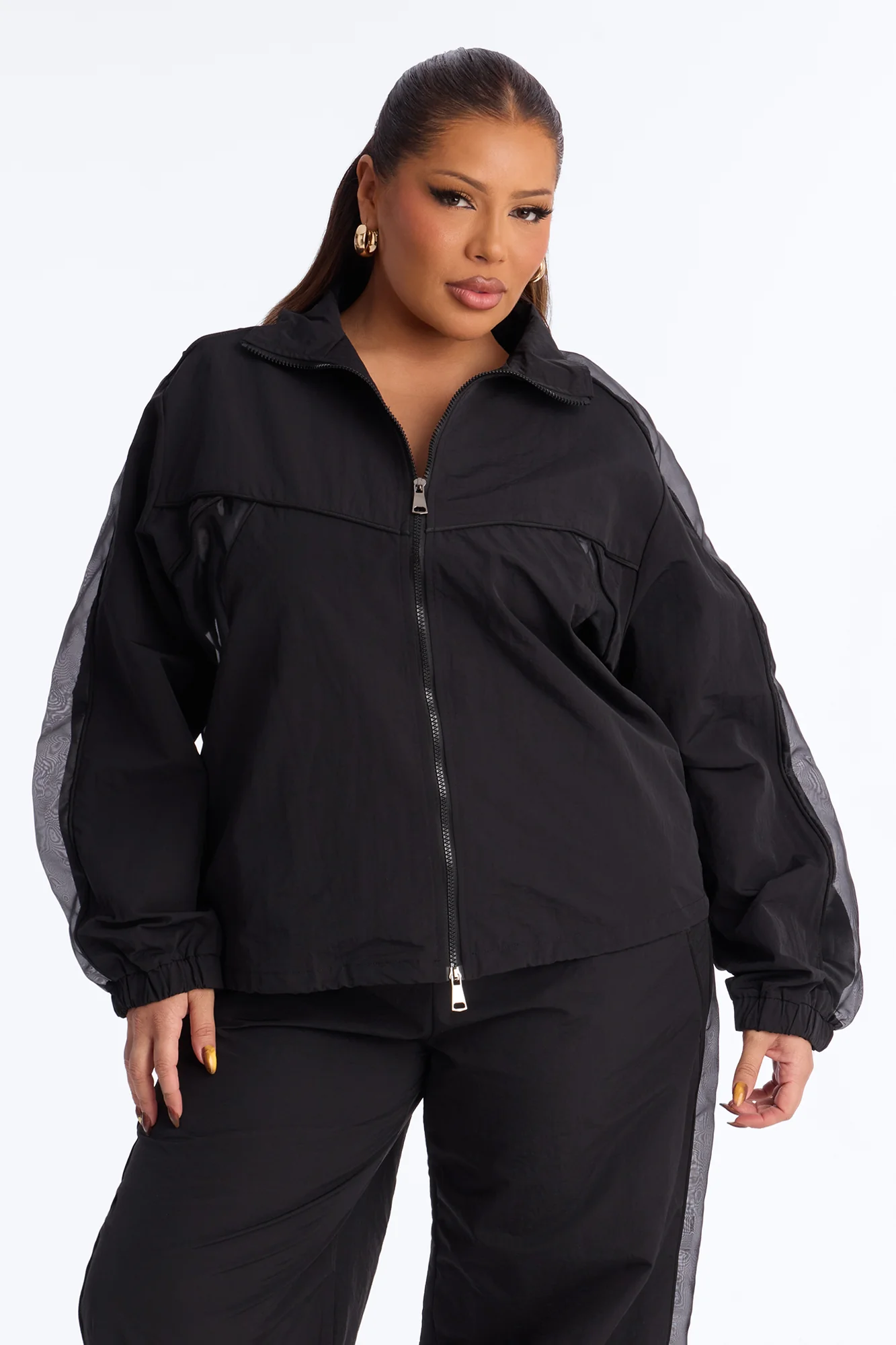 No Days Off Sheer Windbreaker Jacket - Black - Image 7