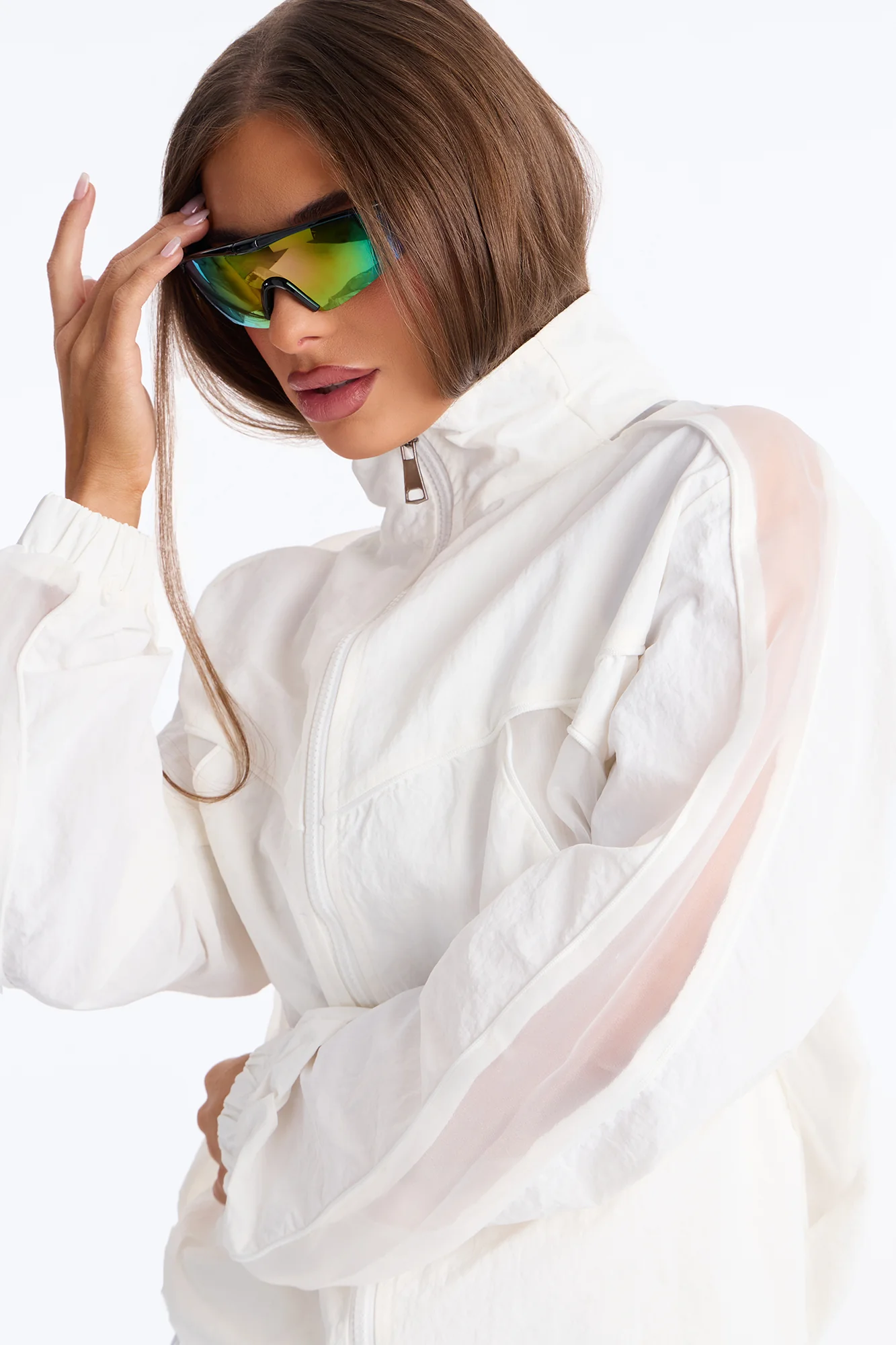 No Days Off Sheer Windbreaker Jacket - White