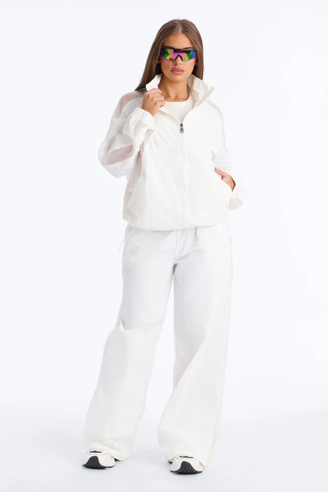No Days Off Sheer Windbreaker Jacket - White - Image 3