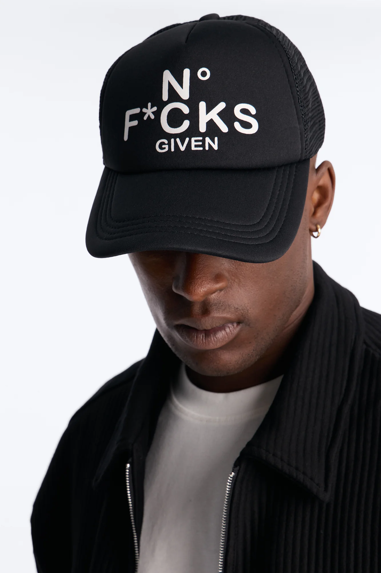 No Fcks Given Trucker Snapback Hat - Black