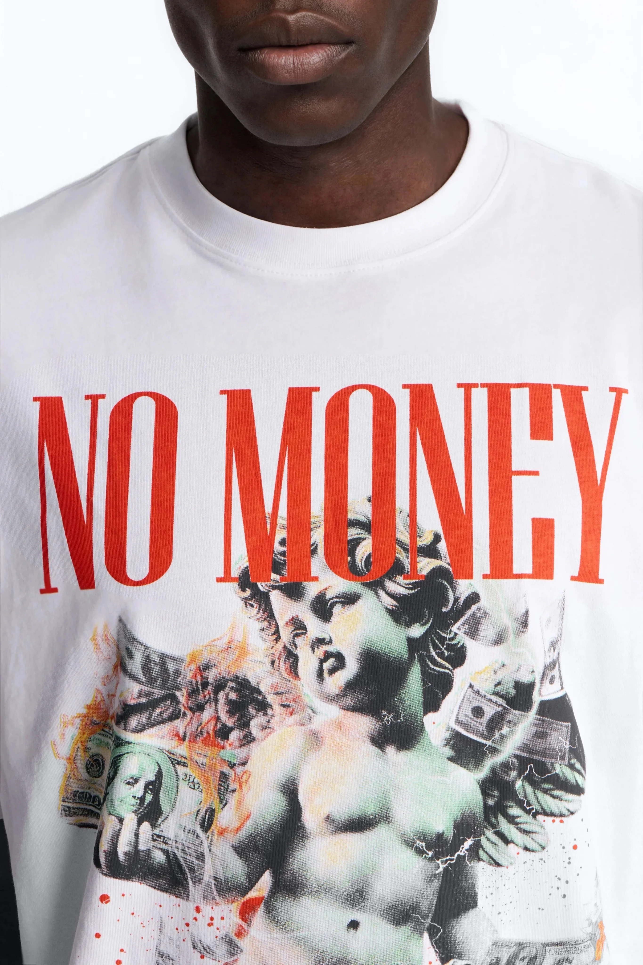 No Money No Funny Oversized Short Sleeve Tee - White - Image 3