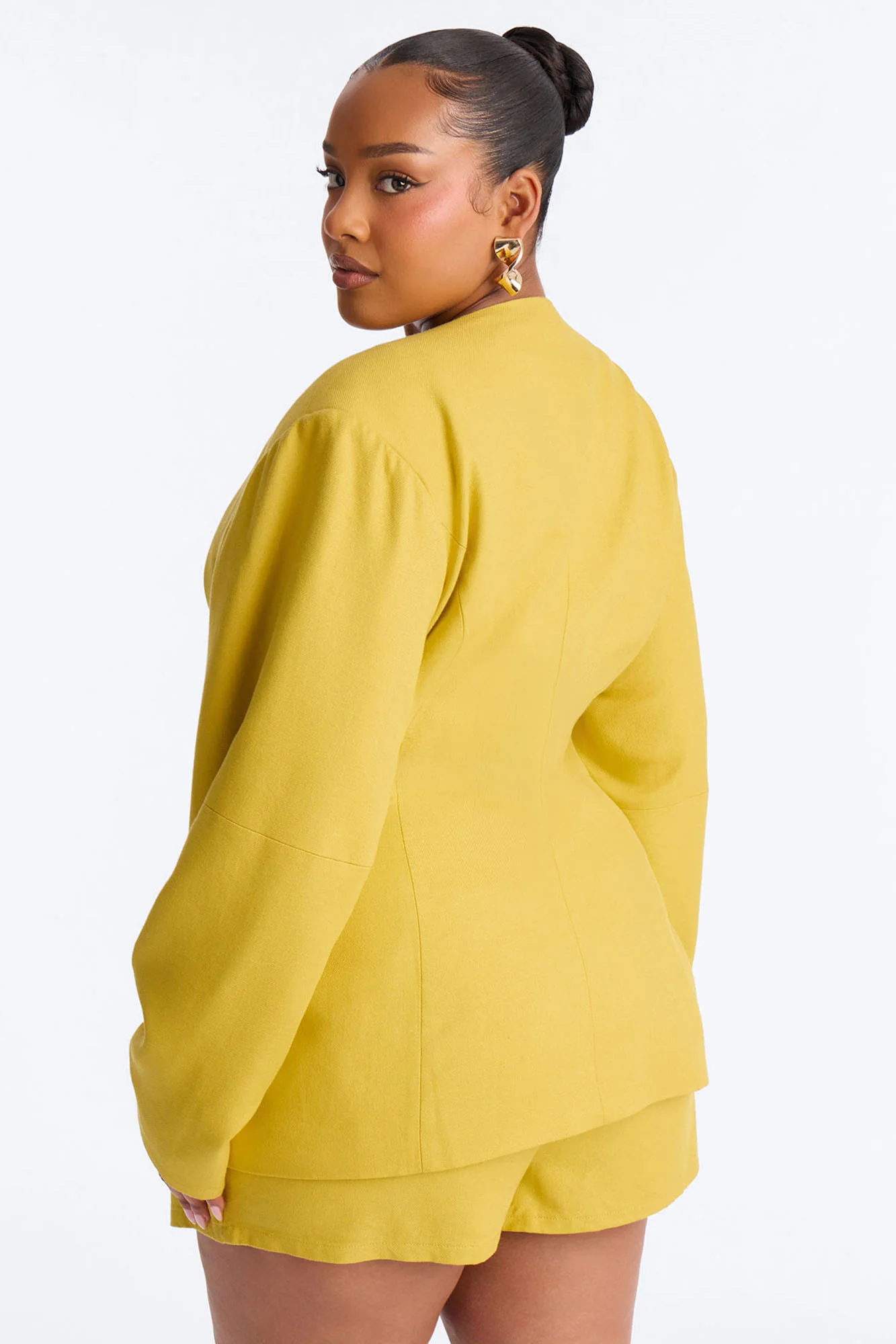 No More Questions Twill Blazer Skort Set - Yellow - Image 8