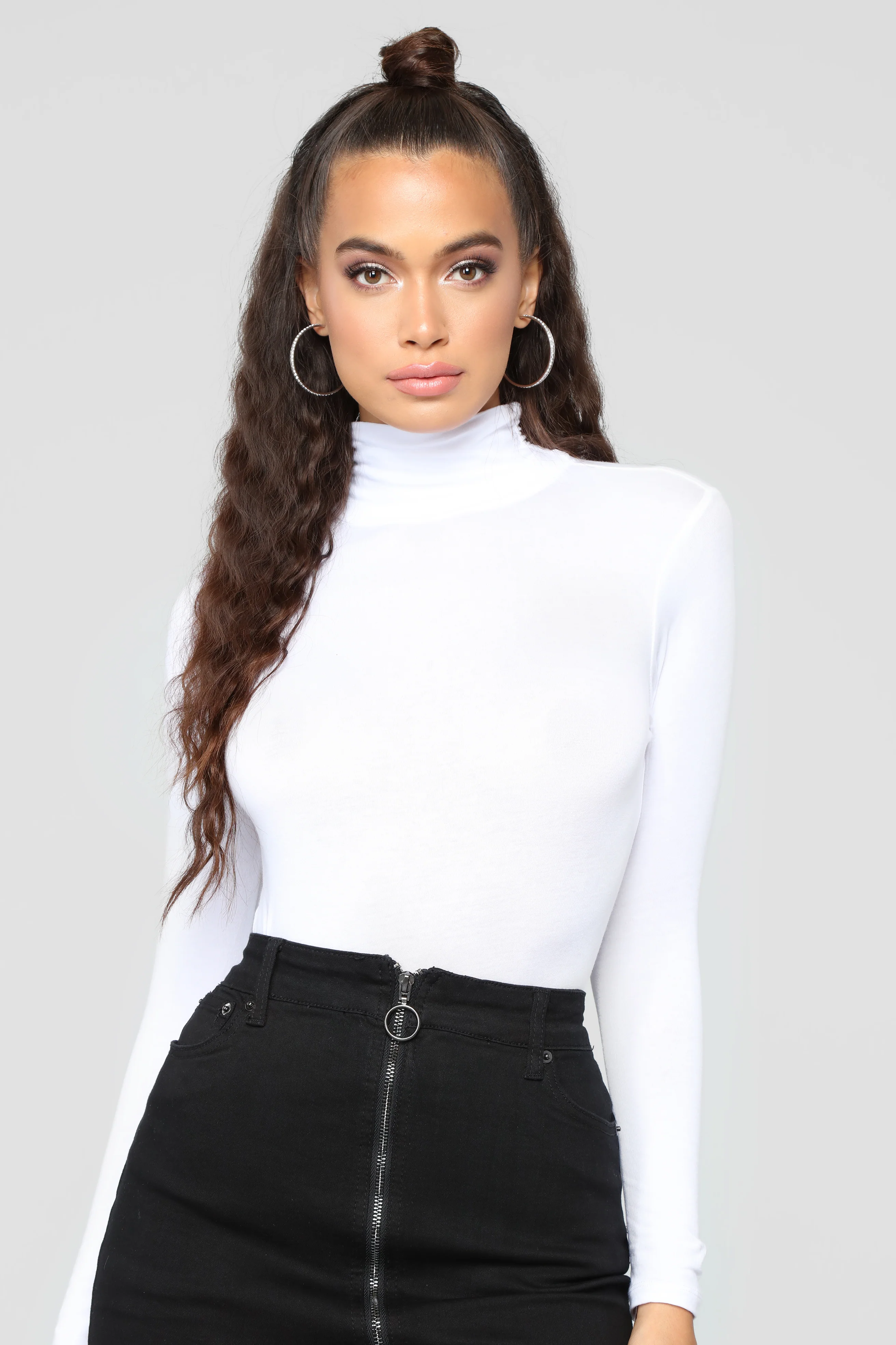 No More Rules Mock Neck Top - White