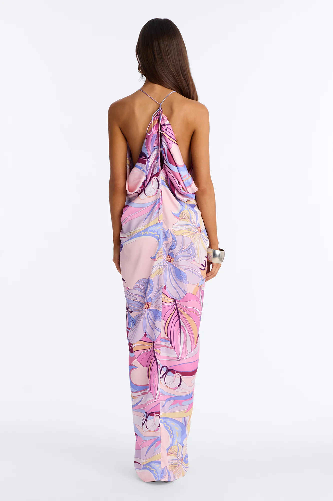 No Rush Draped Satin Maxi Dress - Purple/combo - Image 4