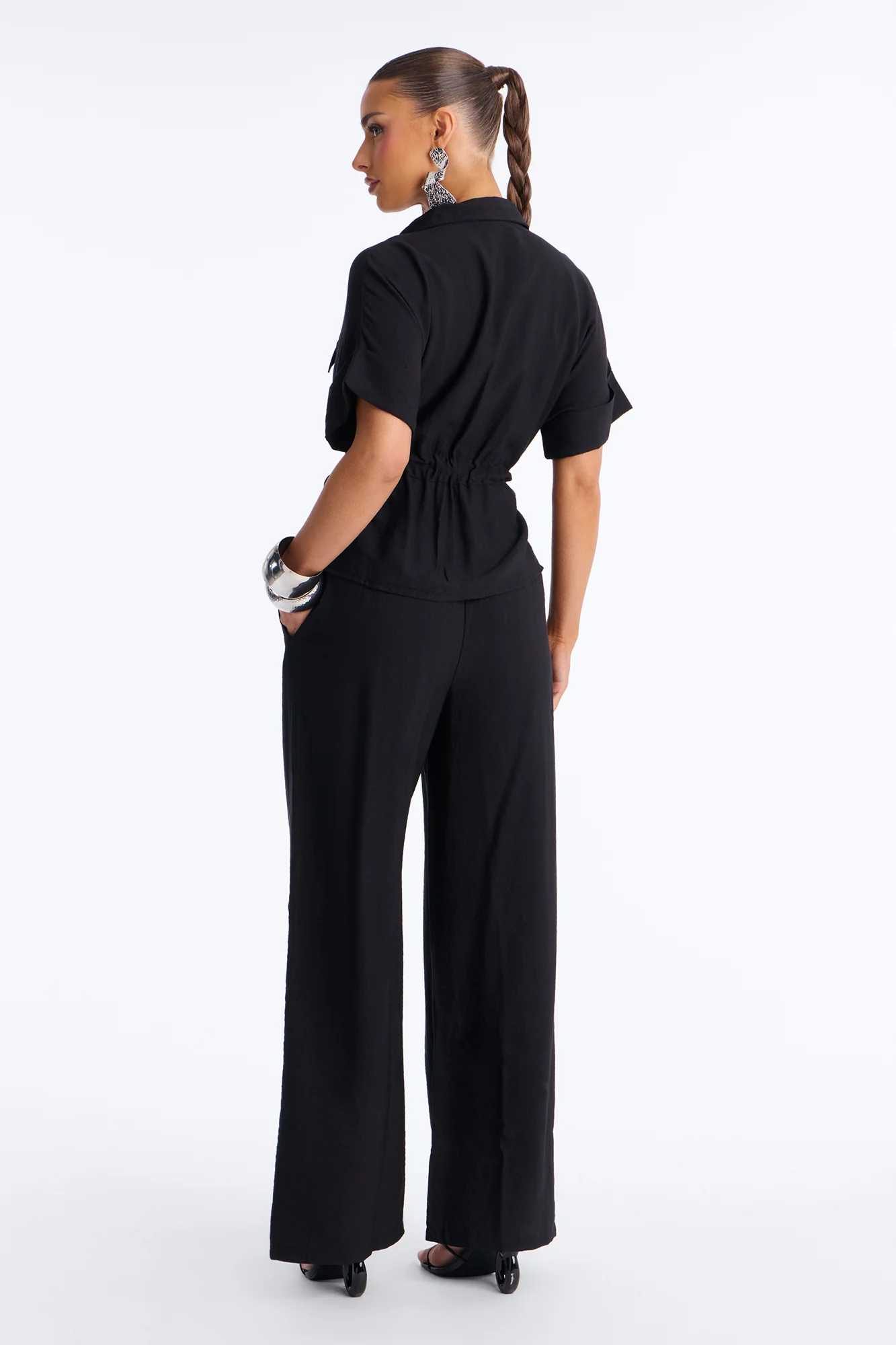 Noel Tie Waist Pant Set - Black - Image 3
