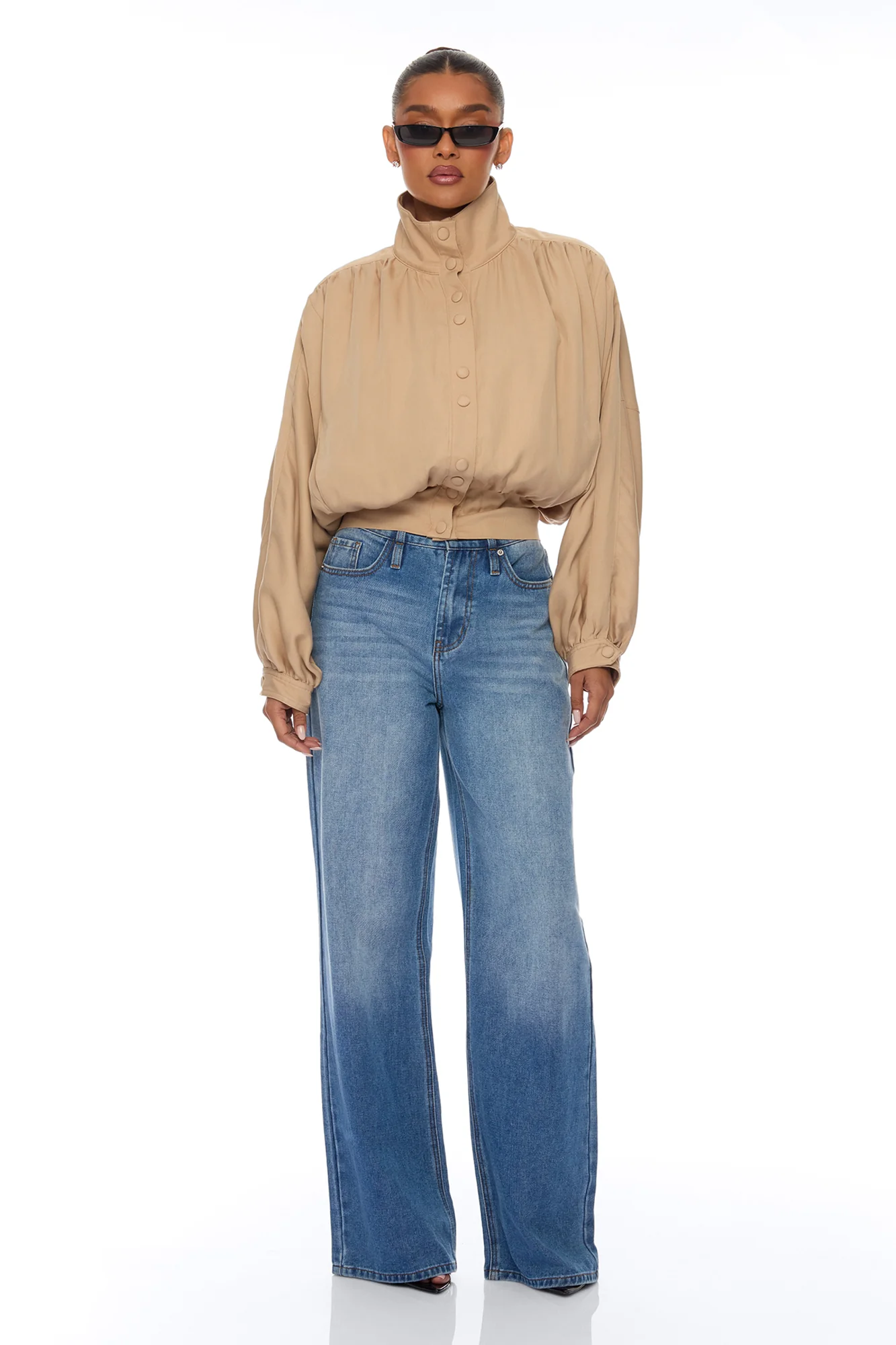 Noelia Woven Collared Jacket - Taupe - Image 4