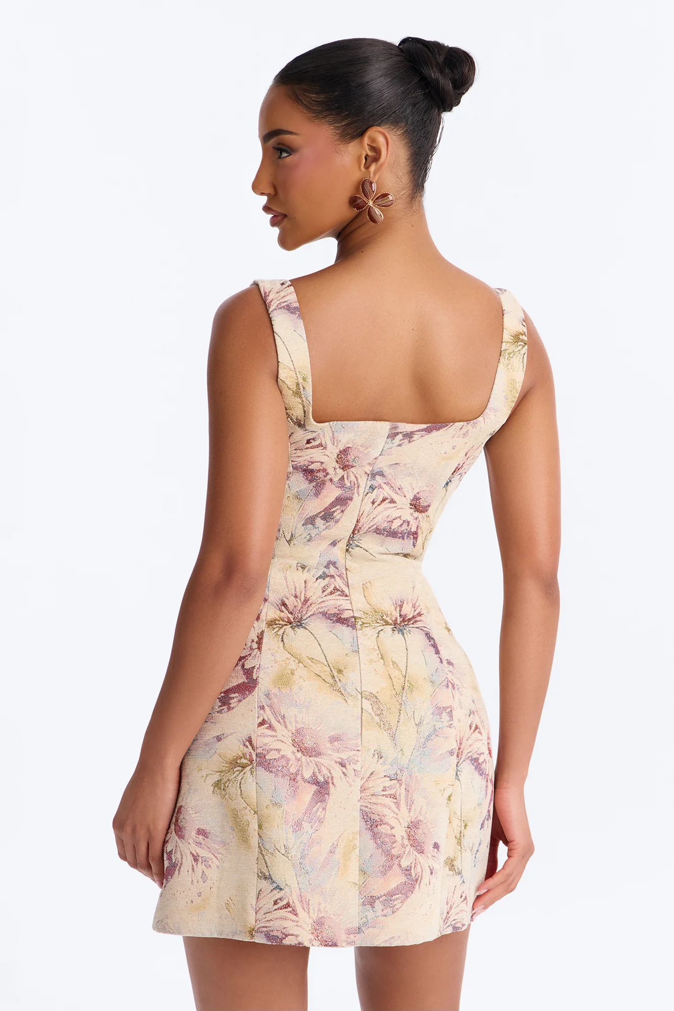 Noelle Floral Jacquard Mini Dress - Natural/Combo - Image 4