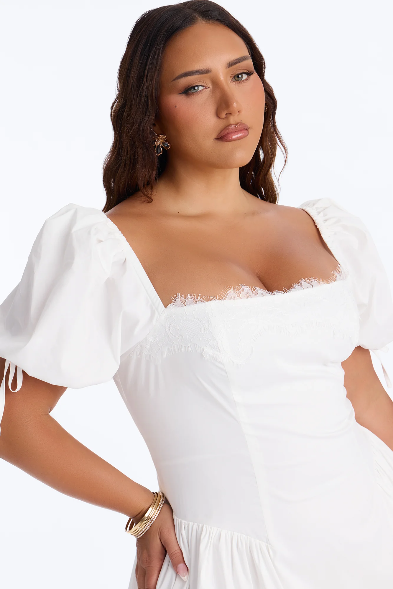 Noelle Poplin Lace Mini Dress - White - Image 7