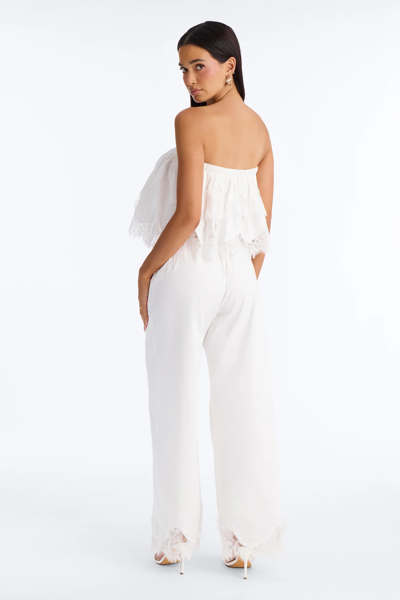 Noelle Poplin Lace Pant Set - White - Image 4