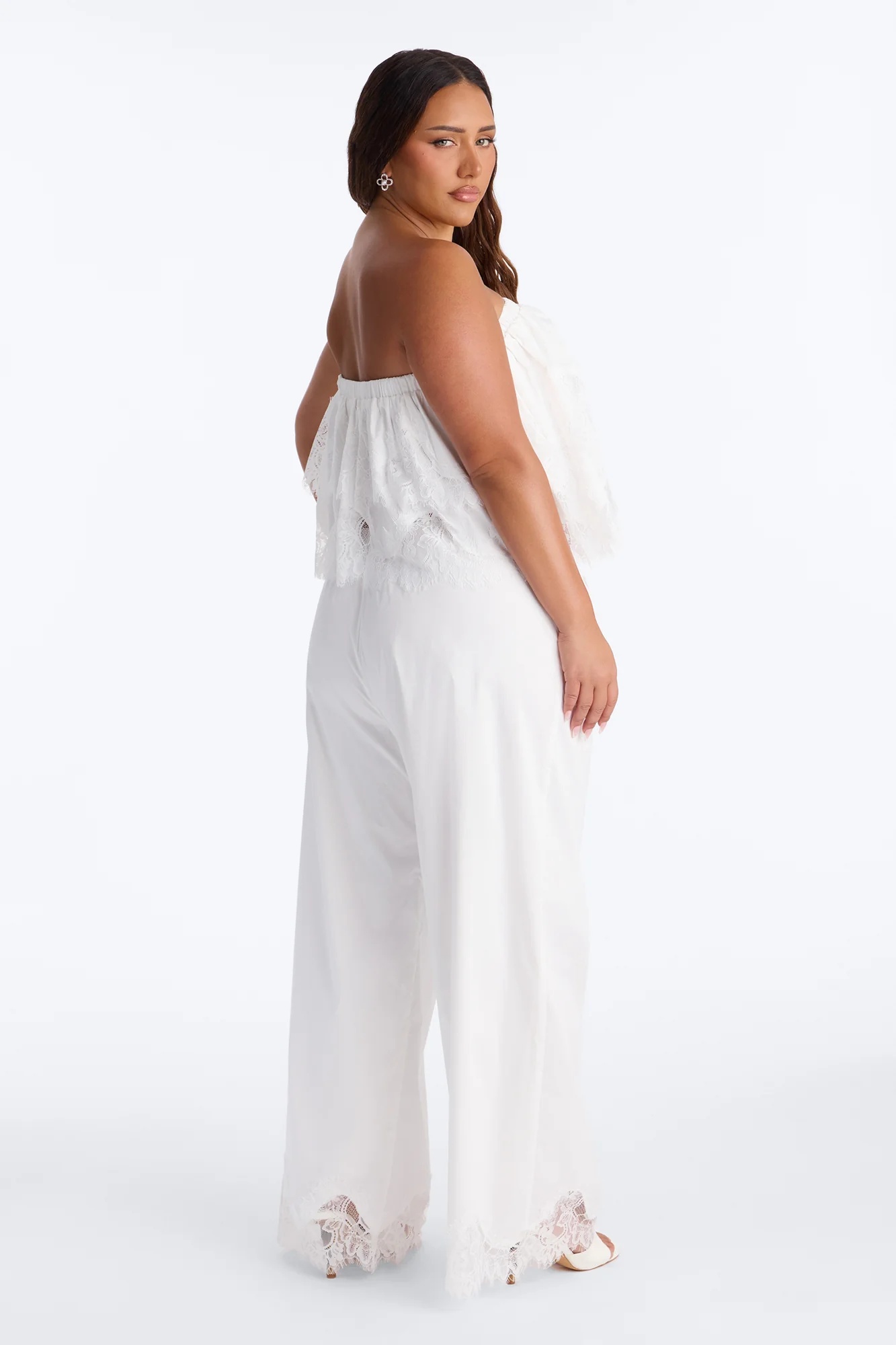 Noelle Poplin Lace Pant Set - White - Image 8