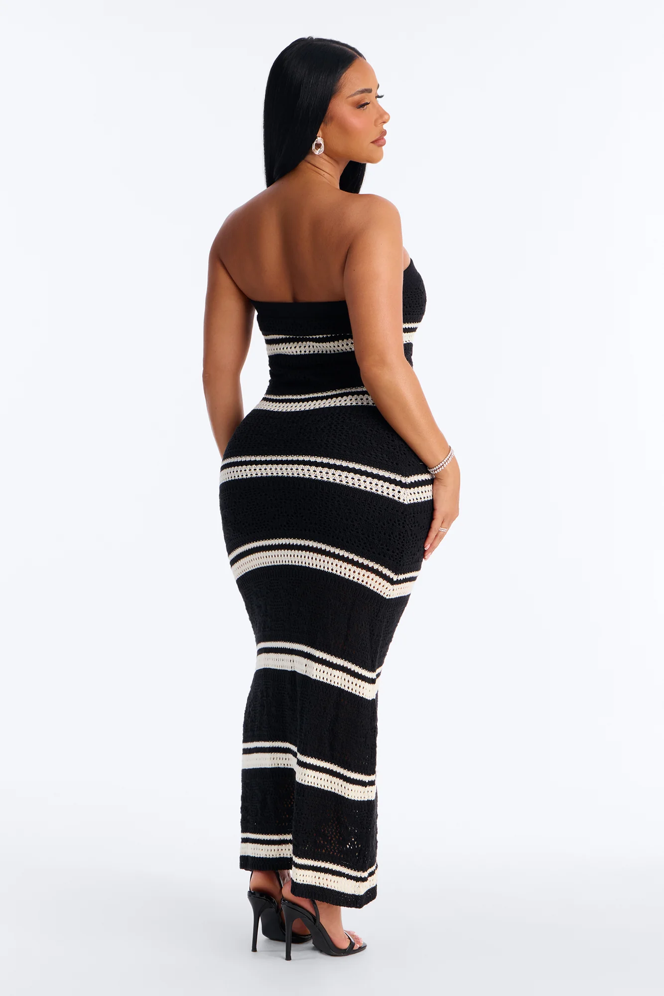 Noelle Strapless Crochet Maxi Dress - Black/combo - Image 4