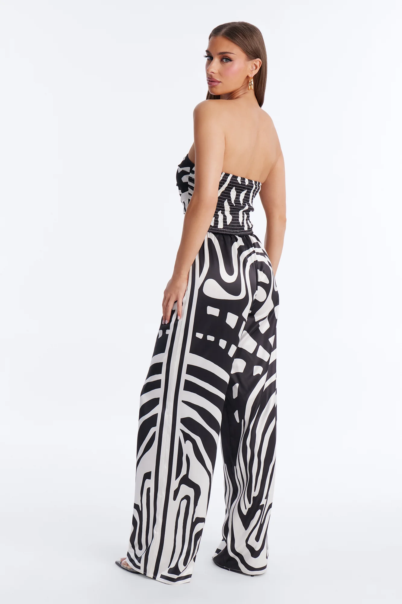 Noelle Zebra Print Satin Pant Set - Black/combo - Image 3