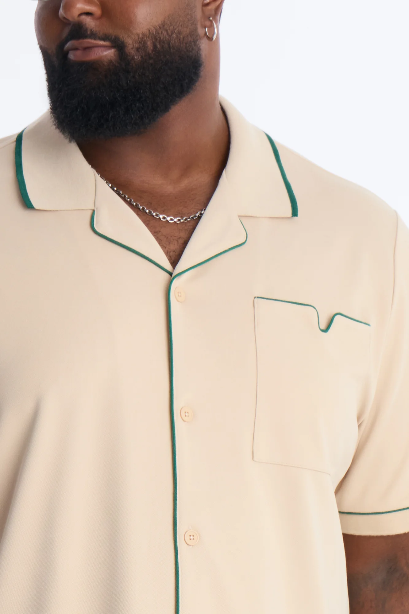 Noir Cuban Collar Shirt - Cream - Image 3