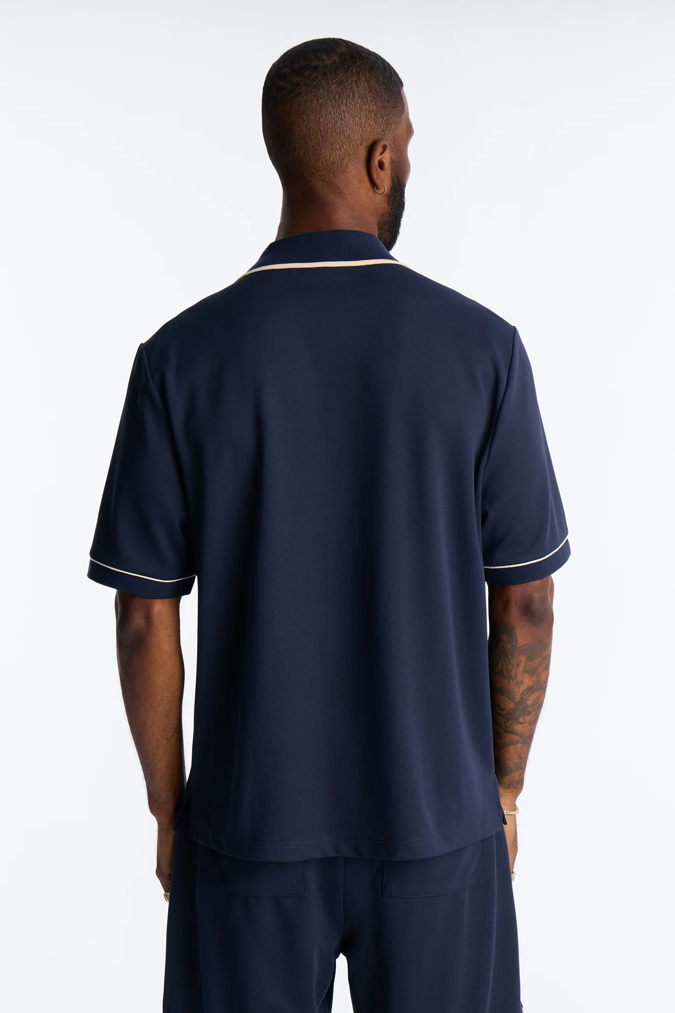 Noir Cuban Collar Shirt - Navy - Image 4