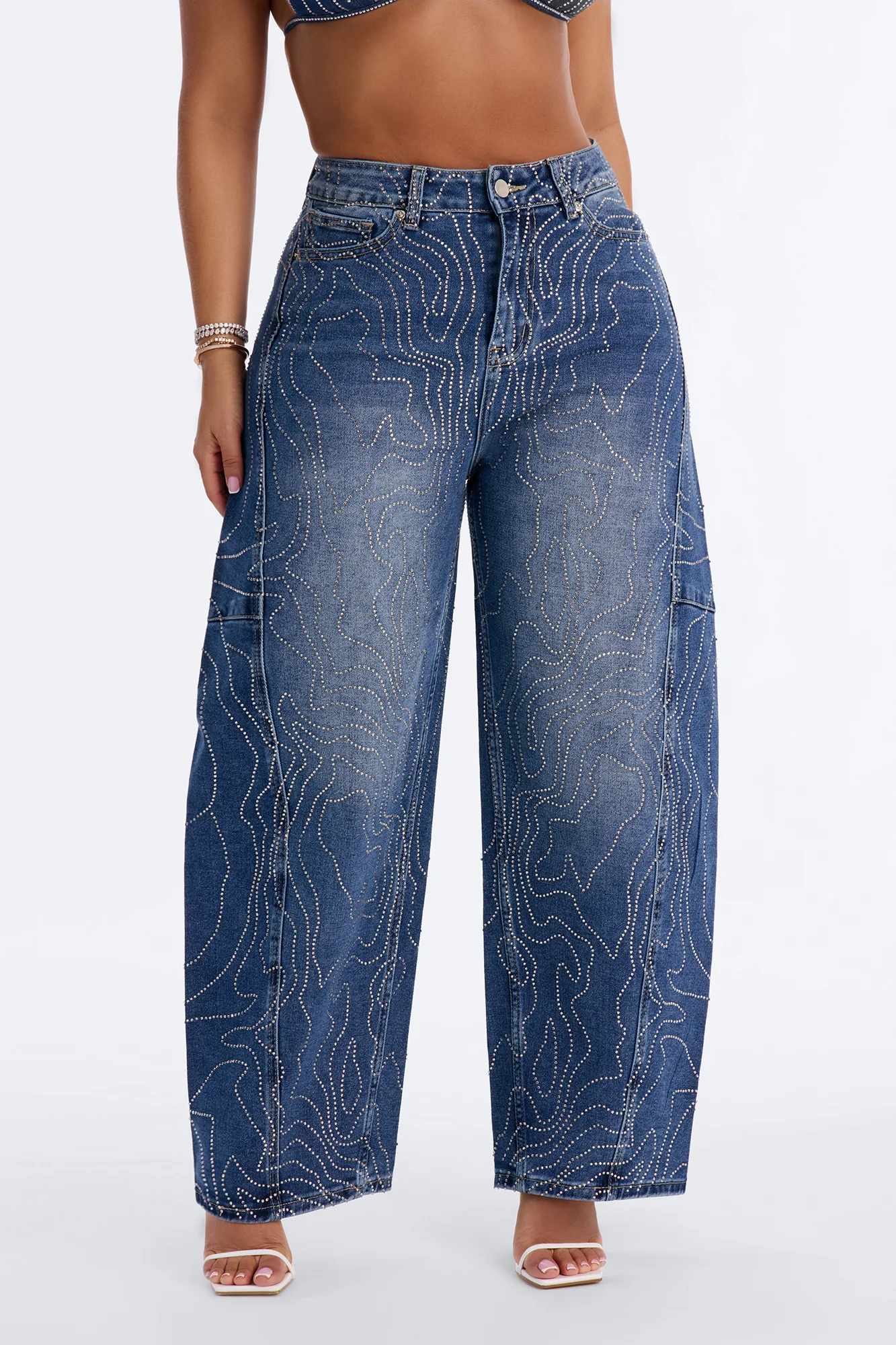 Nolita Nights Embellished Barrel Jeans - Dark Wash - Image 2