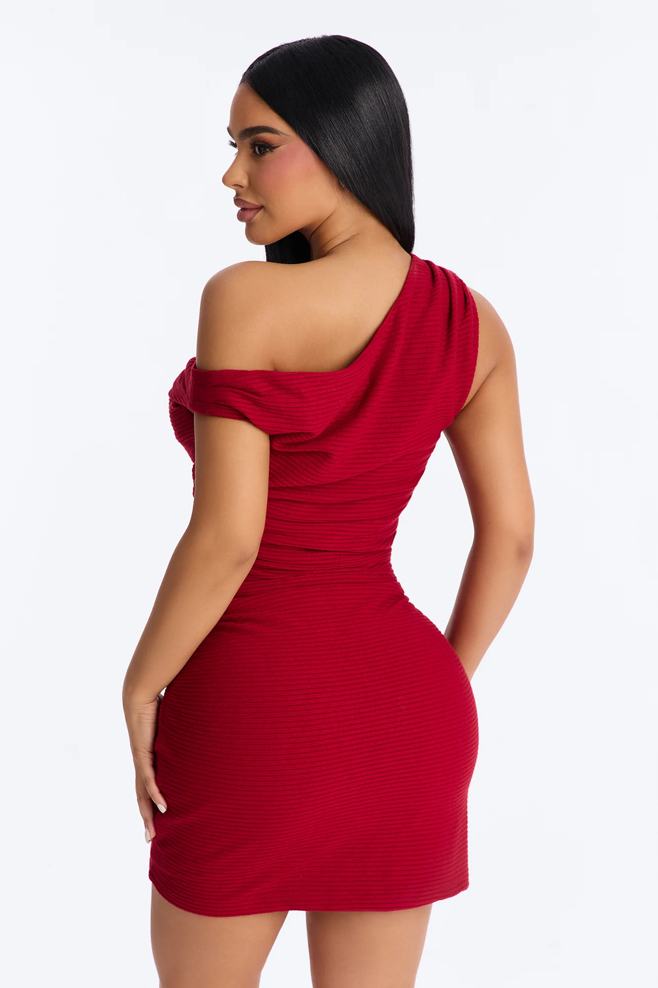 Noor Sleeveless Ribbed Mini Dress - Red - Image 3