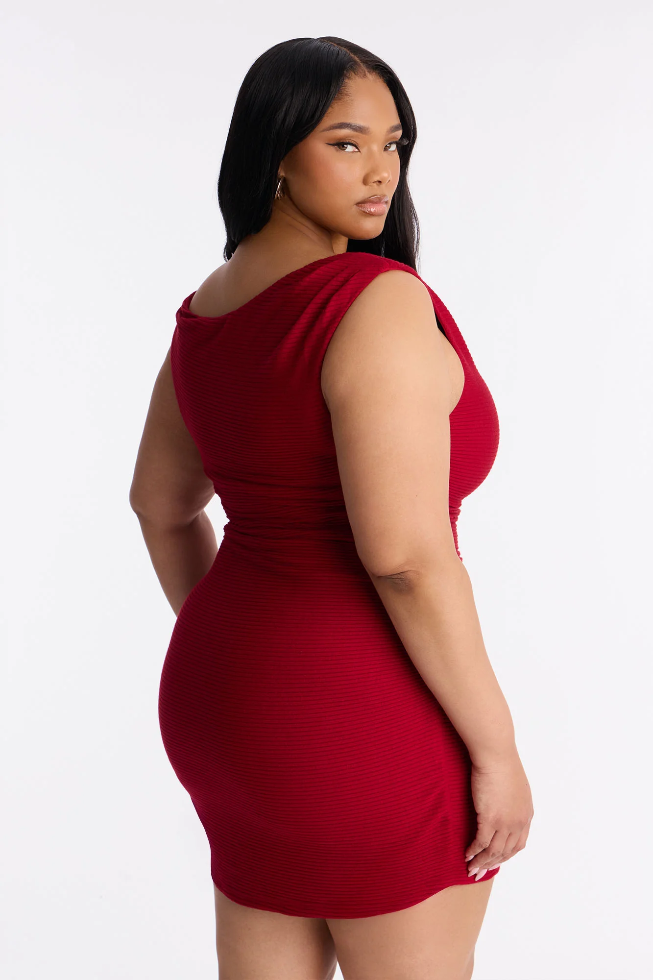 Noor Sleeveless Ribbed Mini Dress - Red - Image 6