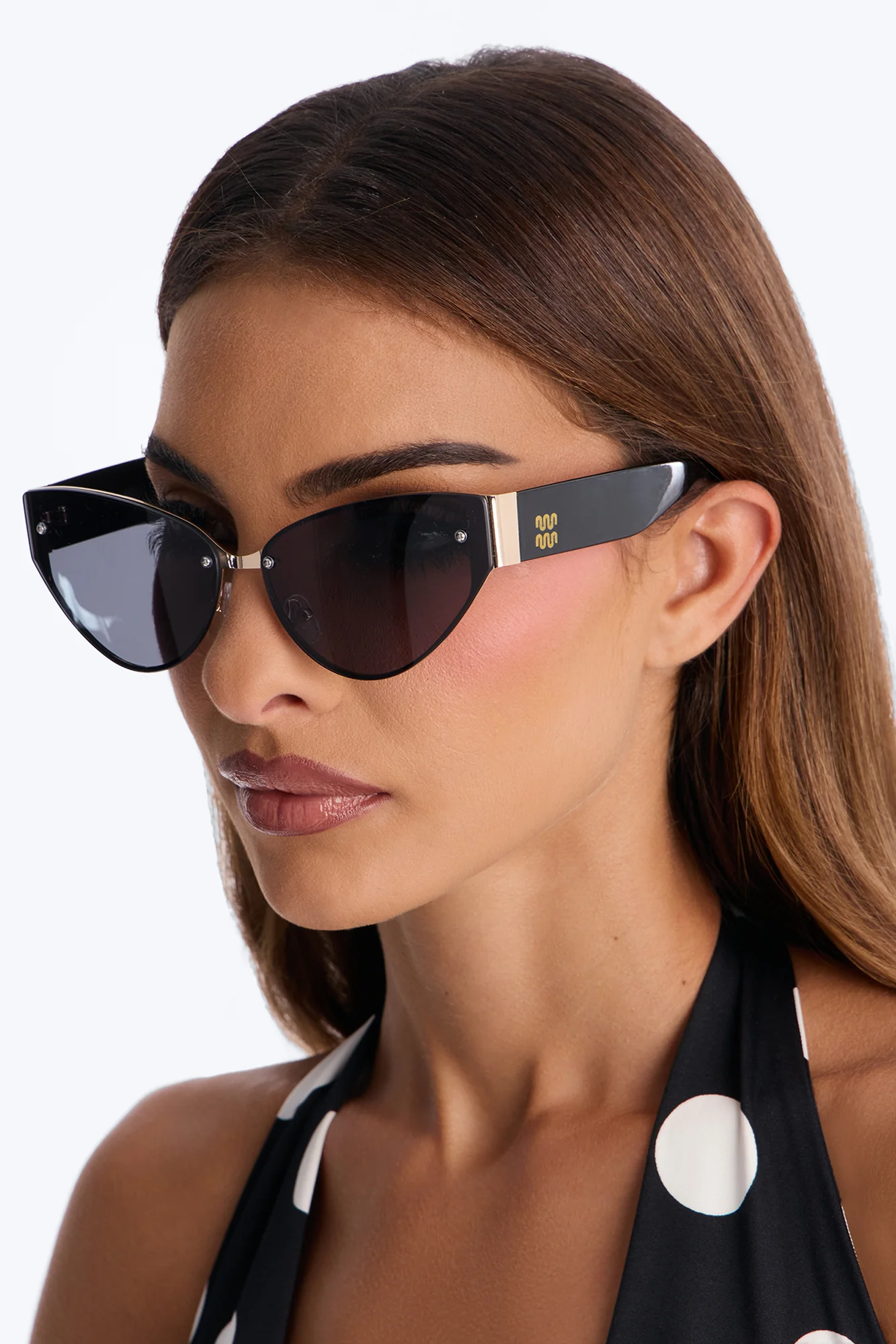 Nora Cat Eye Sunglasses - Black - Image 2