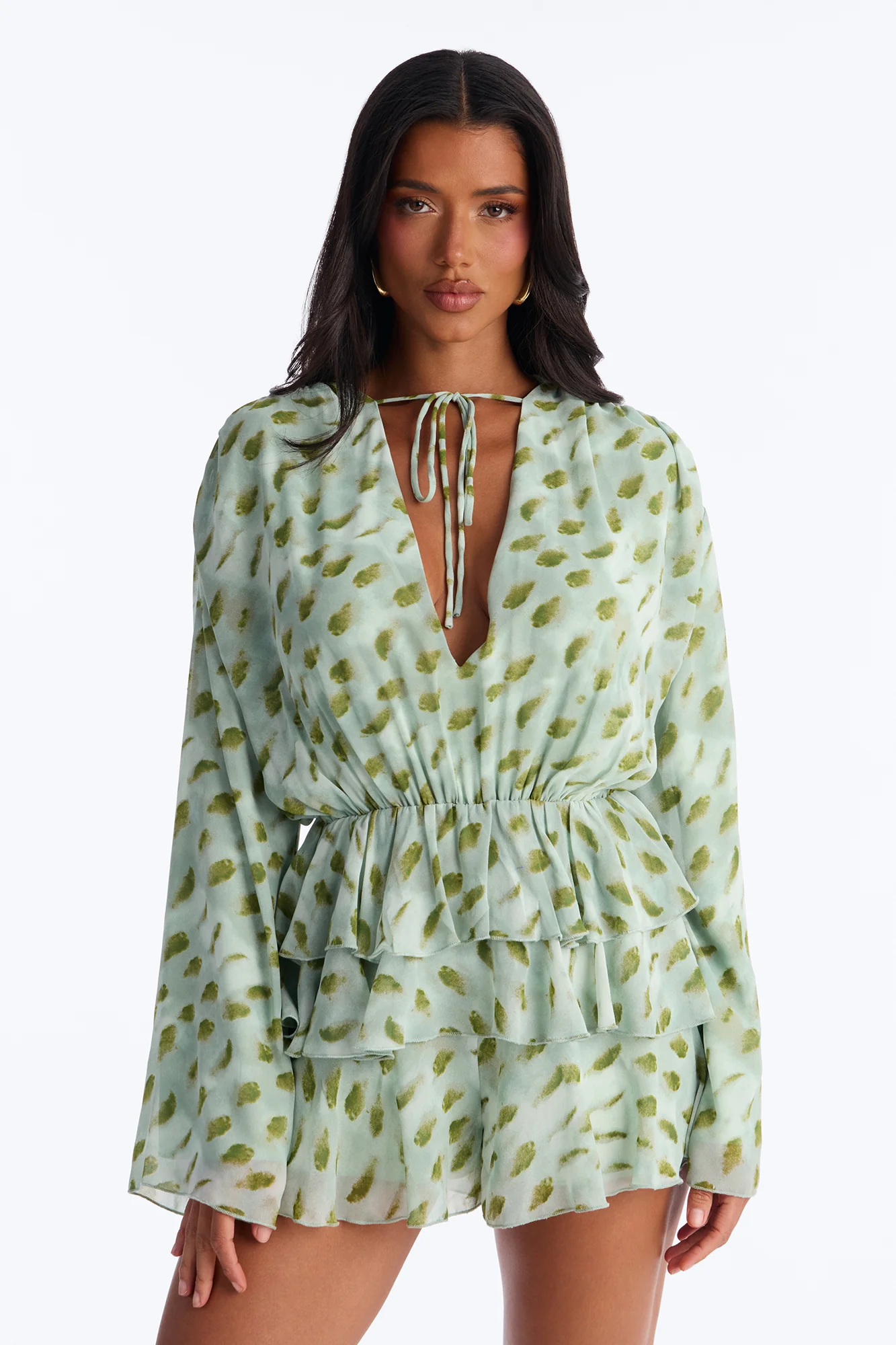Nora Ruffle Romper - Green - Image 2