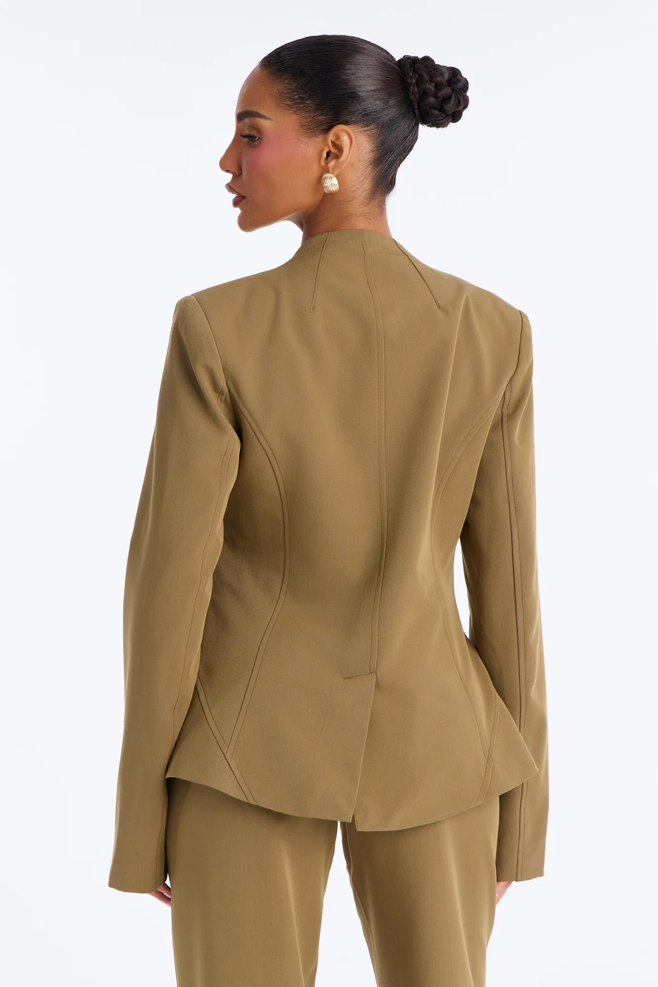 Normani Collarless Blazer - Olive - Image 3