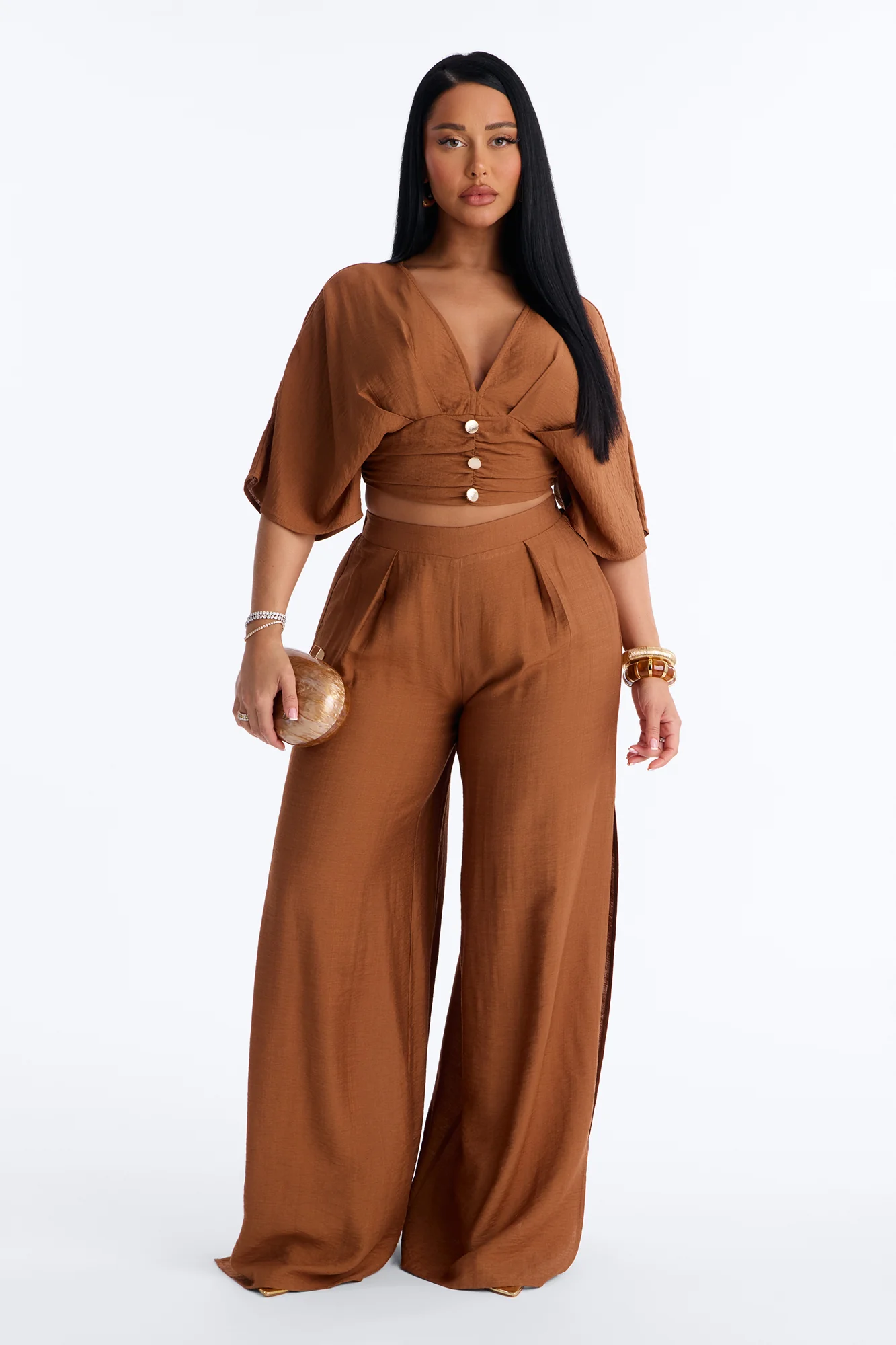 Not So Complicated Linen Pant Set - Rust