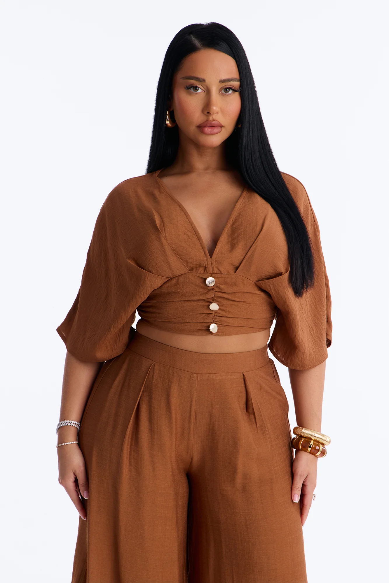 Not So Complicated Linen Pant Set - Rust - Image 2