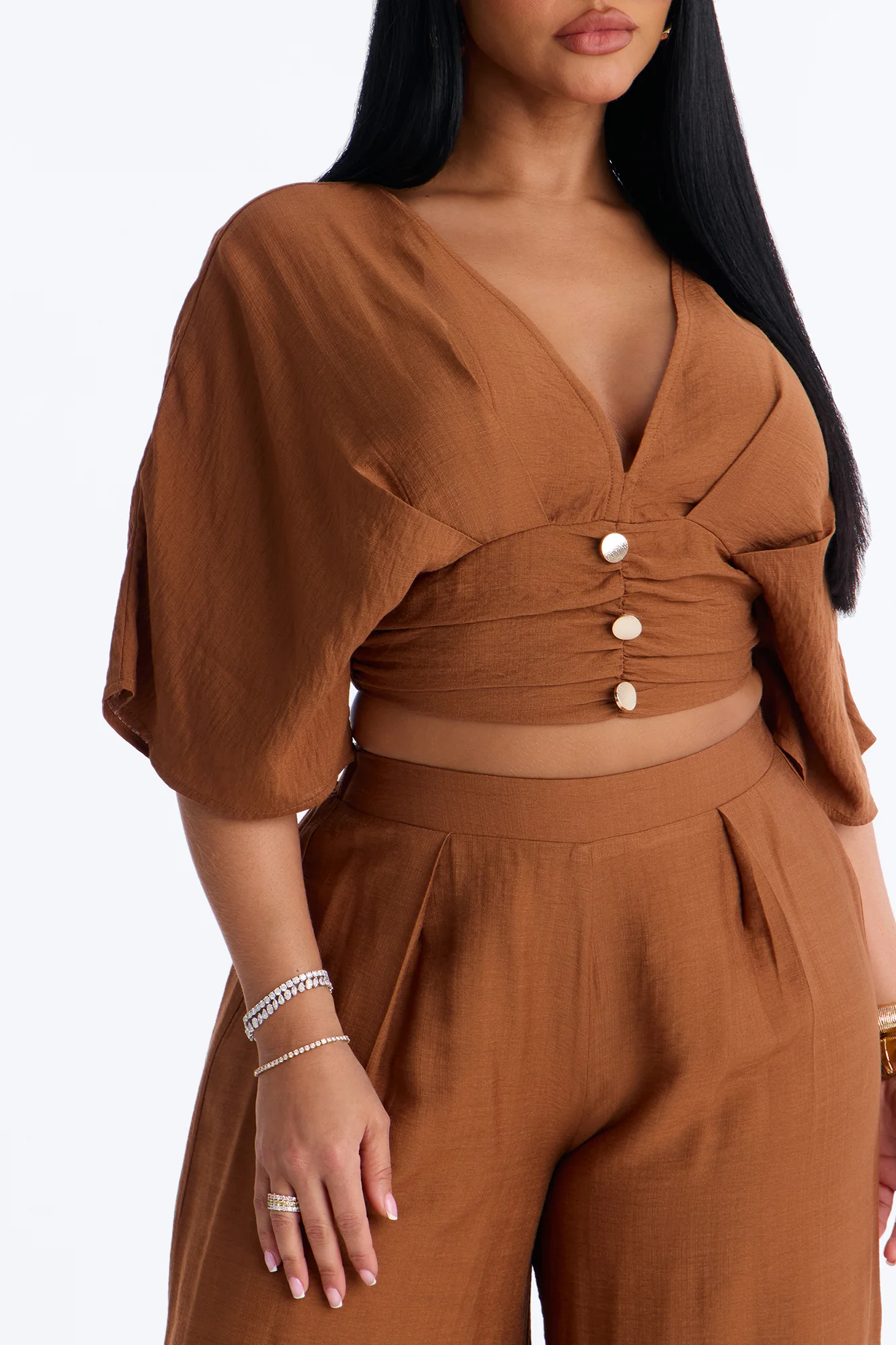 Not So Complicated Linen Pant Set - Rust - Image 3
